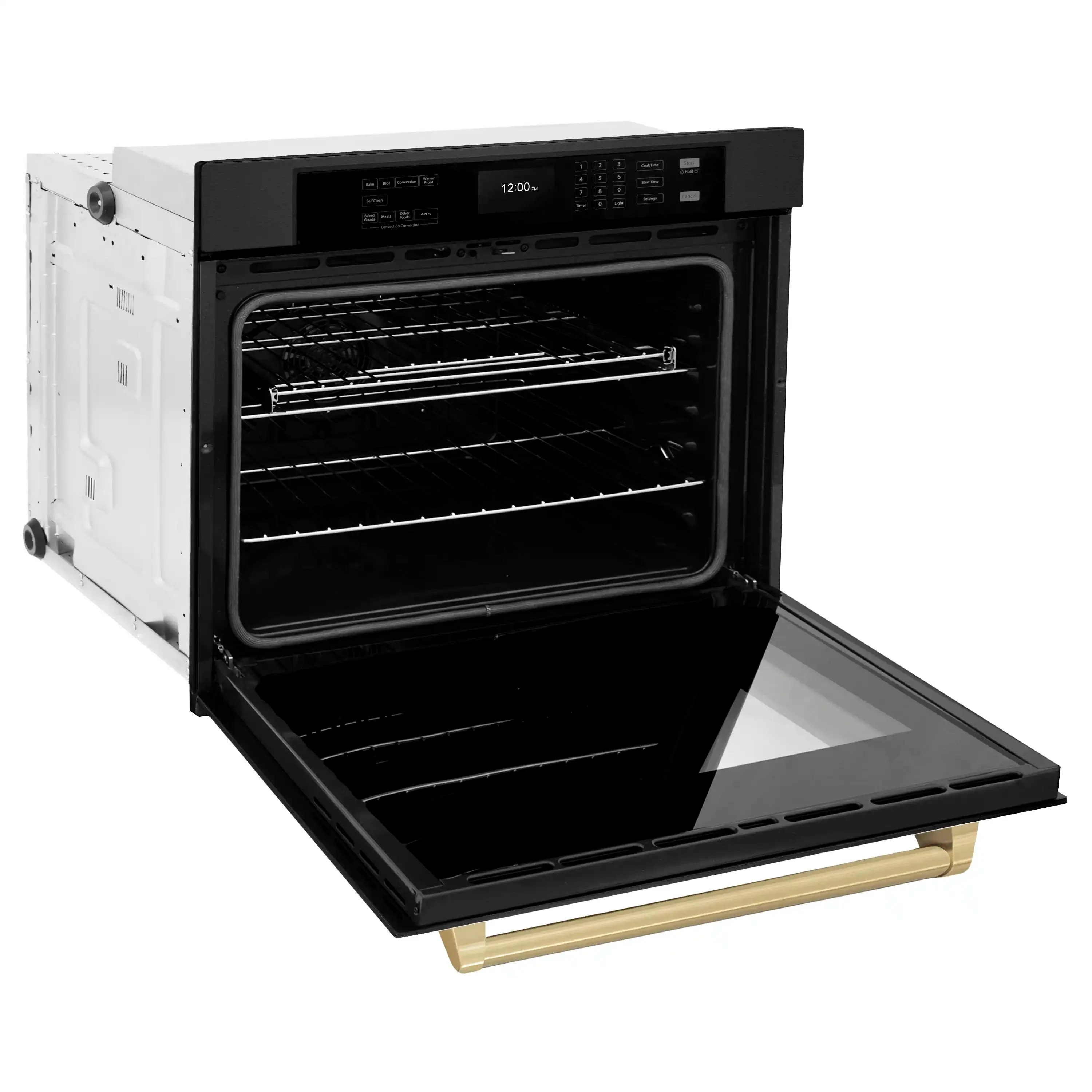 ZLINE Autograph Edition 2-Piece Appliance Package - 30-Inch Single Wall Oven with Self-Clean and 30-inch Built-In Microwave Oven in Black Stainless Steel with Champagne Bronze Trim - Image 12