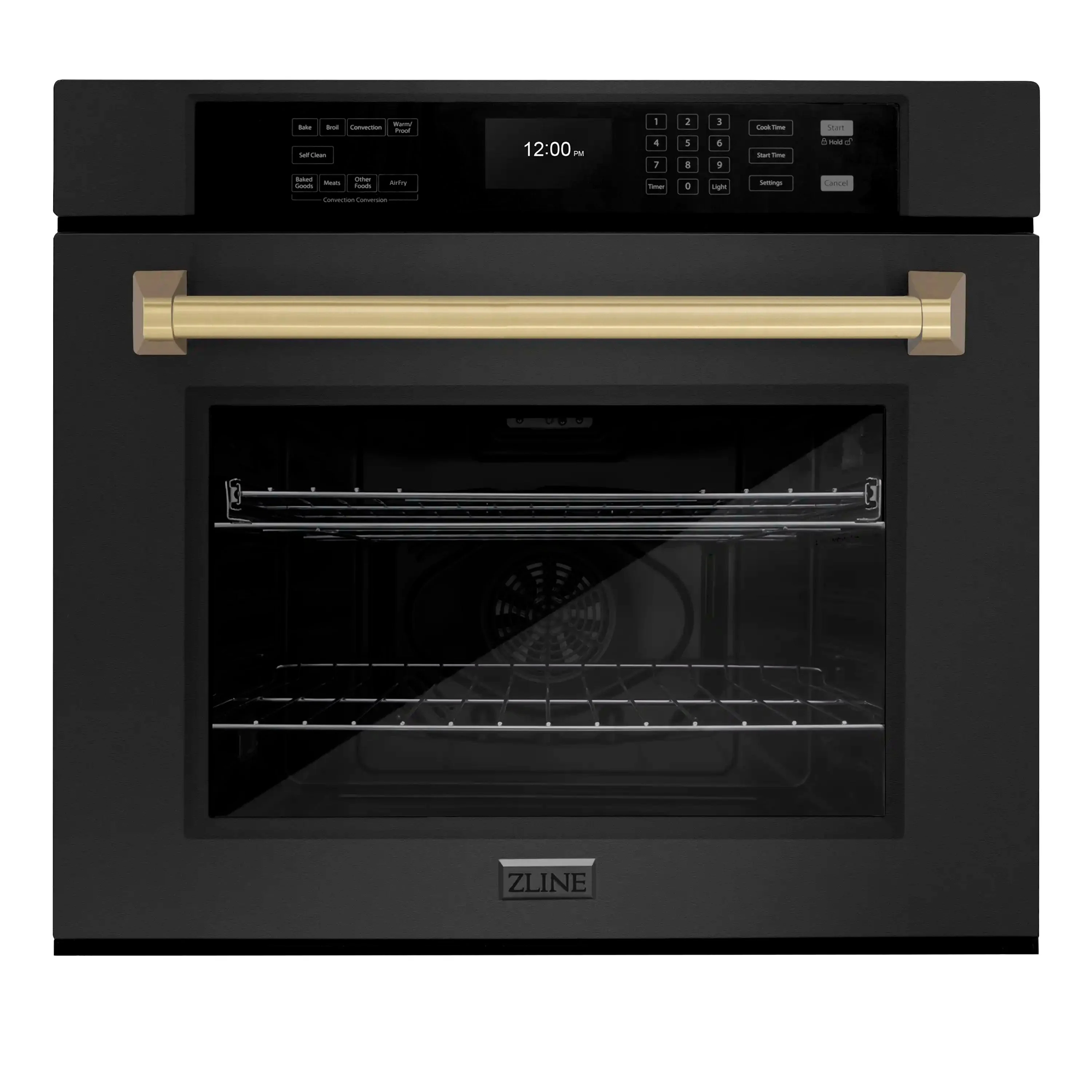 ZLINE Autograph Edition 2-Piece Appliance Package - 30-Inch Single Wall Oven with Self-Clean and 30-inch Built-In Microwave Oven in Black Stainless Steel with Champagne Bronze Trim - Image 14