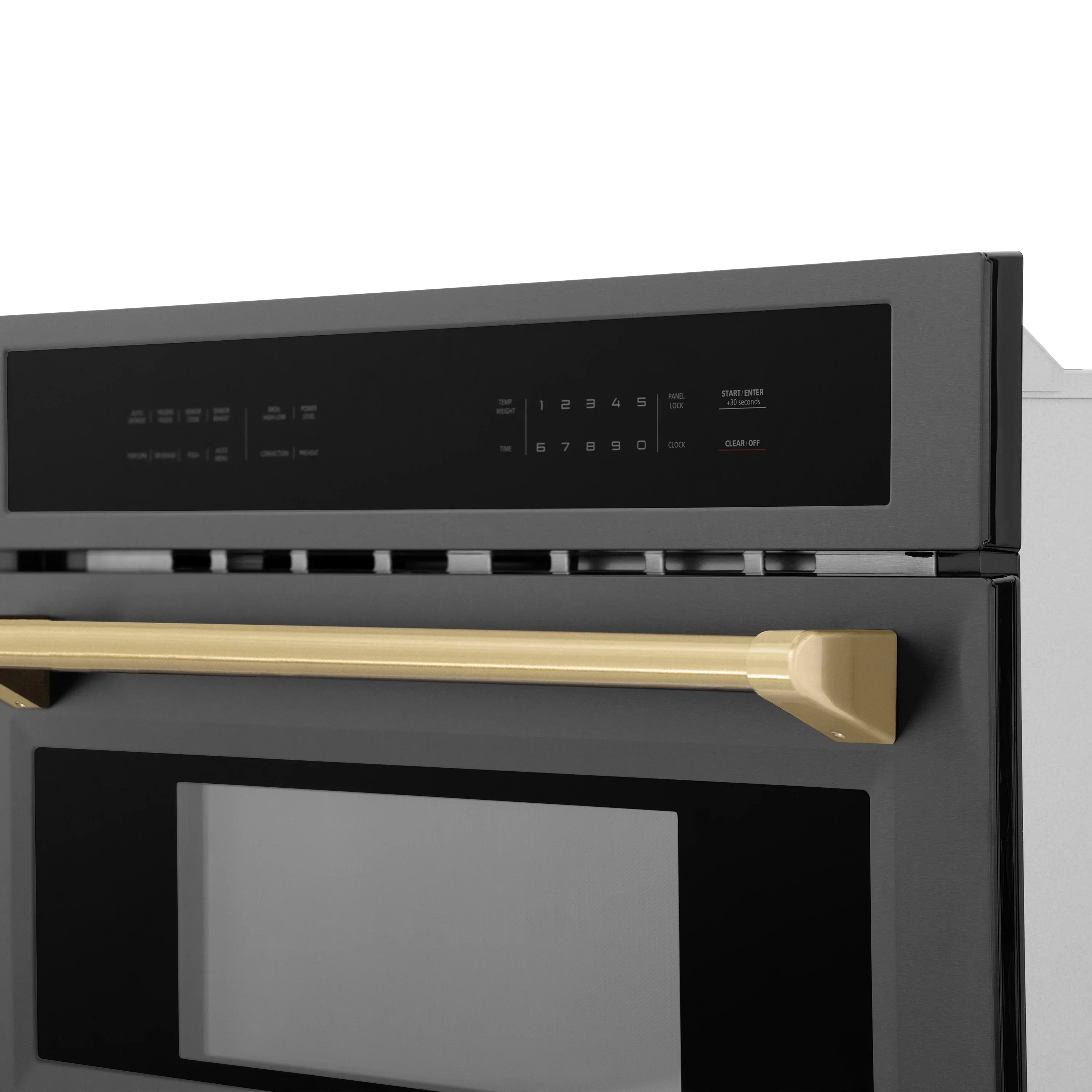 ZLINE Autograph Edition 2-Piece Appliance Package - 30-Inch Single Wall Oven with Self-Clean and 30-inch Built-In Microwave Oven in Black Stainless Steel with Champagne Bronze Trim - Image 6
