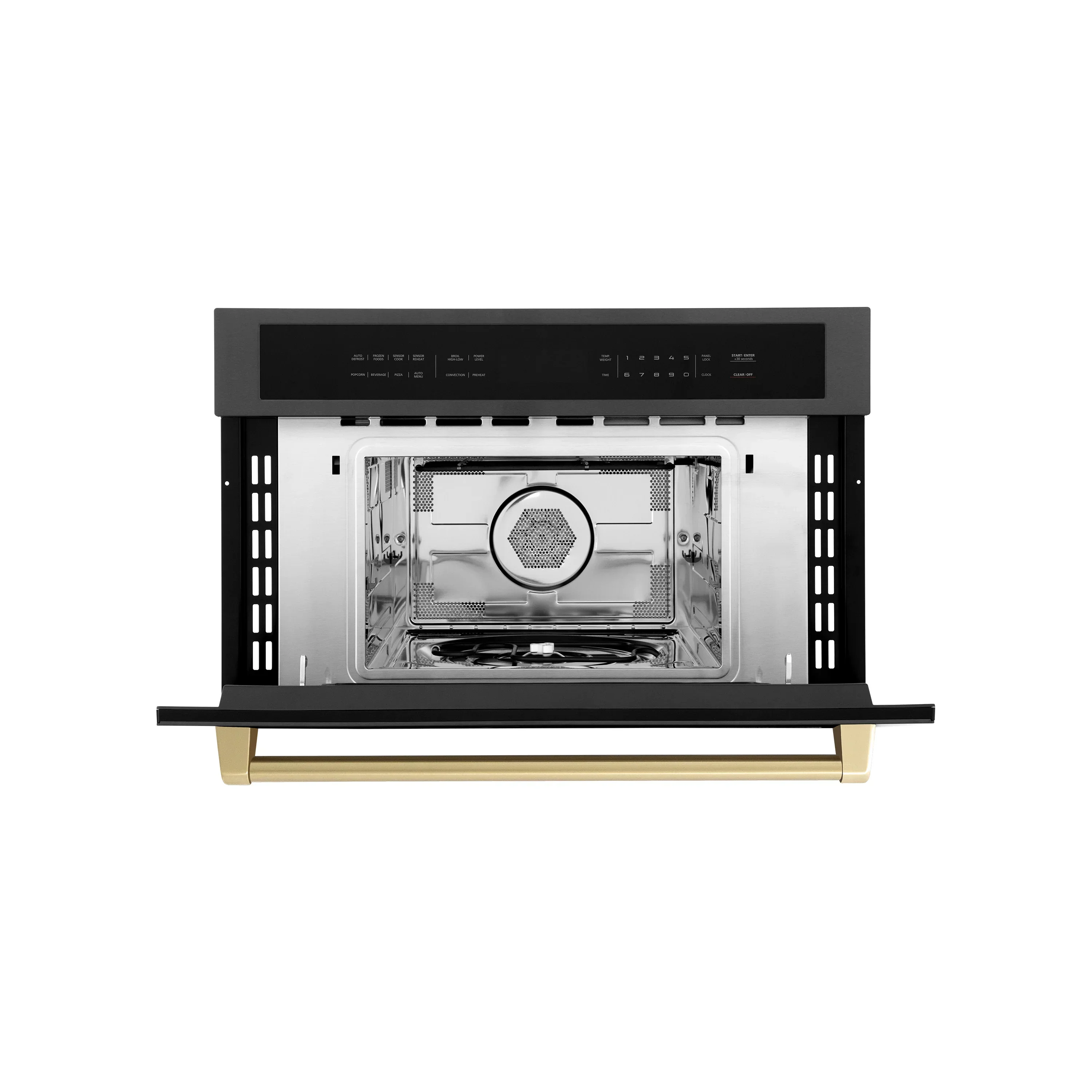 ZLINE Autograph Edition 2-Piece Appliance Package - 30-Inch Single Wall Oven with Self-Clean and 30-inch Built-In Microwave Oven in Black Stainless Steel with Champagne Bronze Trim - Image 7