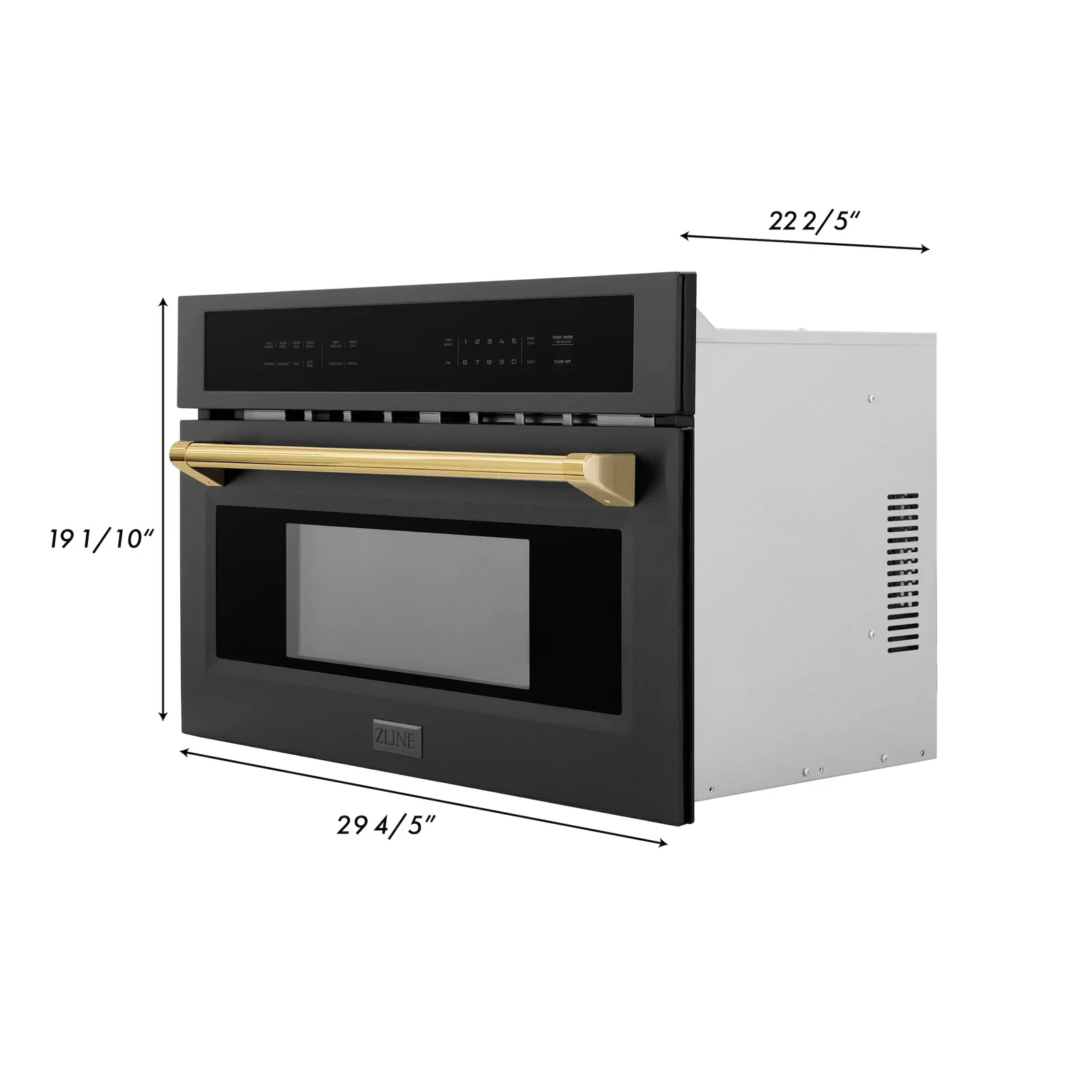 ZLINE Autograph Edition 2-Piece Appliance Package - 30-Inch Single Wall Oven with Self-Clean and 30-inch Built-In Microwave Oven in Black Stainless Steel with Gold Trim - Image 10