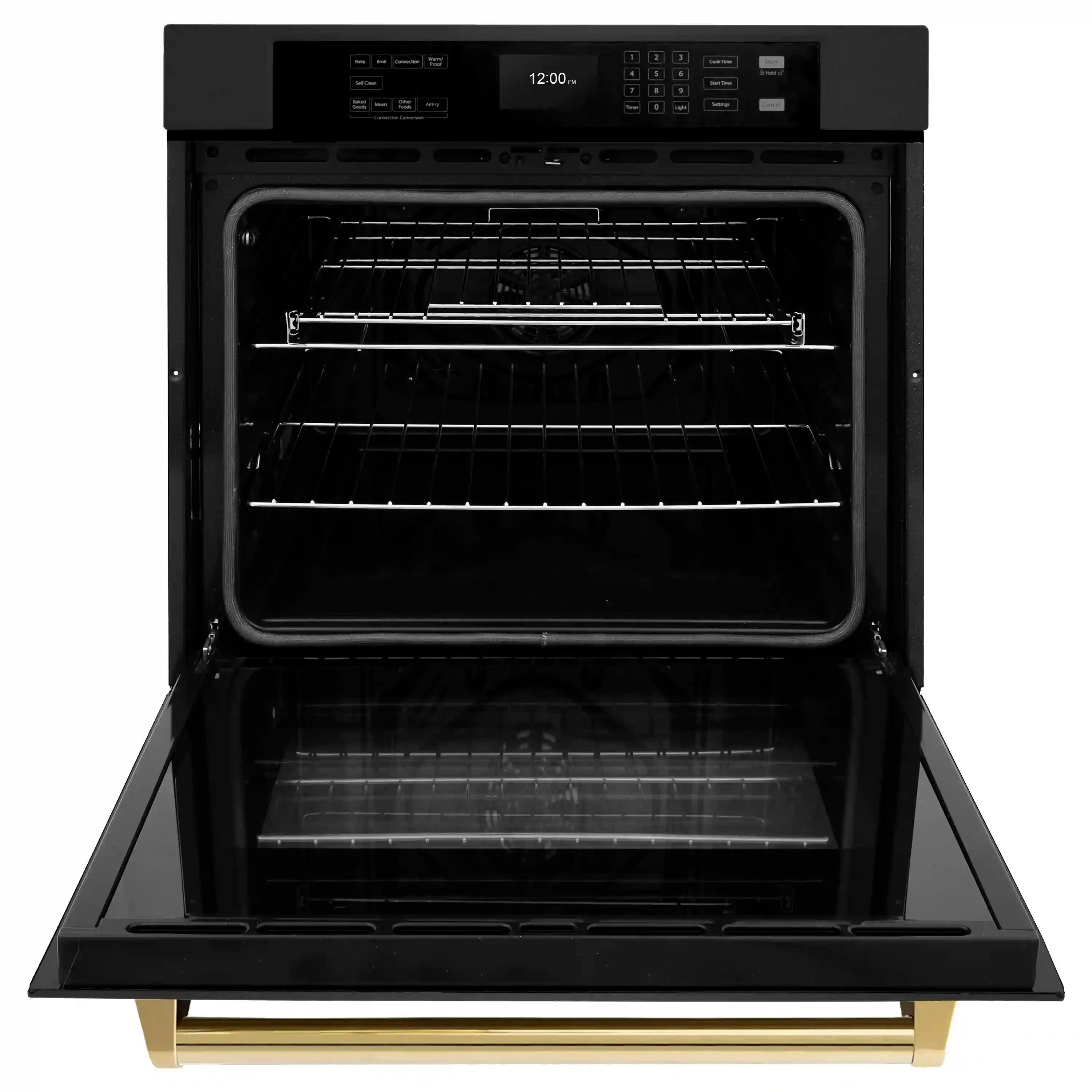 ZLINE Autograph Edition 2-Piece Appliance Package - 30-Inch Single Wall Oven with Self-Clean and 30-inch Built-In Microwave Oven in Black Stainless Steel with Gold Trim - Image 13