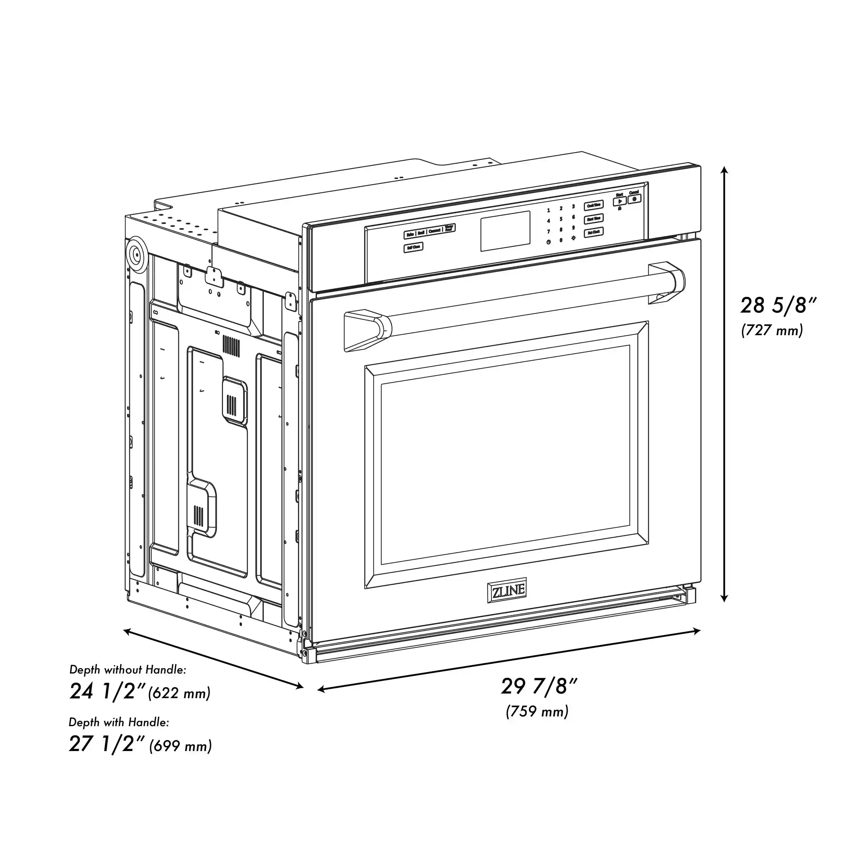 ZLINE Autograph Edition 2-Piece Appliance Package - 30-Inch Single Wall Oven with Self-Clean and 30-inch Built-In Microwave Oven in Black Stainless Steel with Gold Trim - Image 17