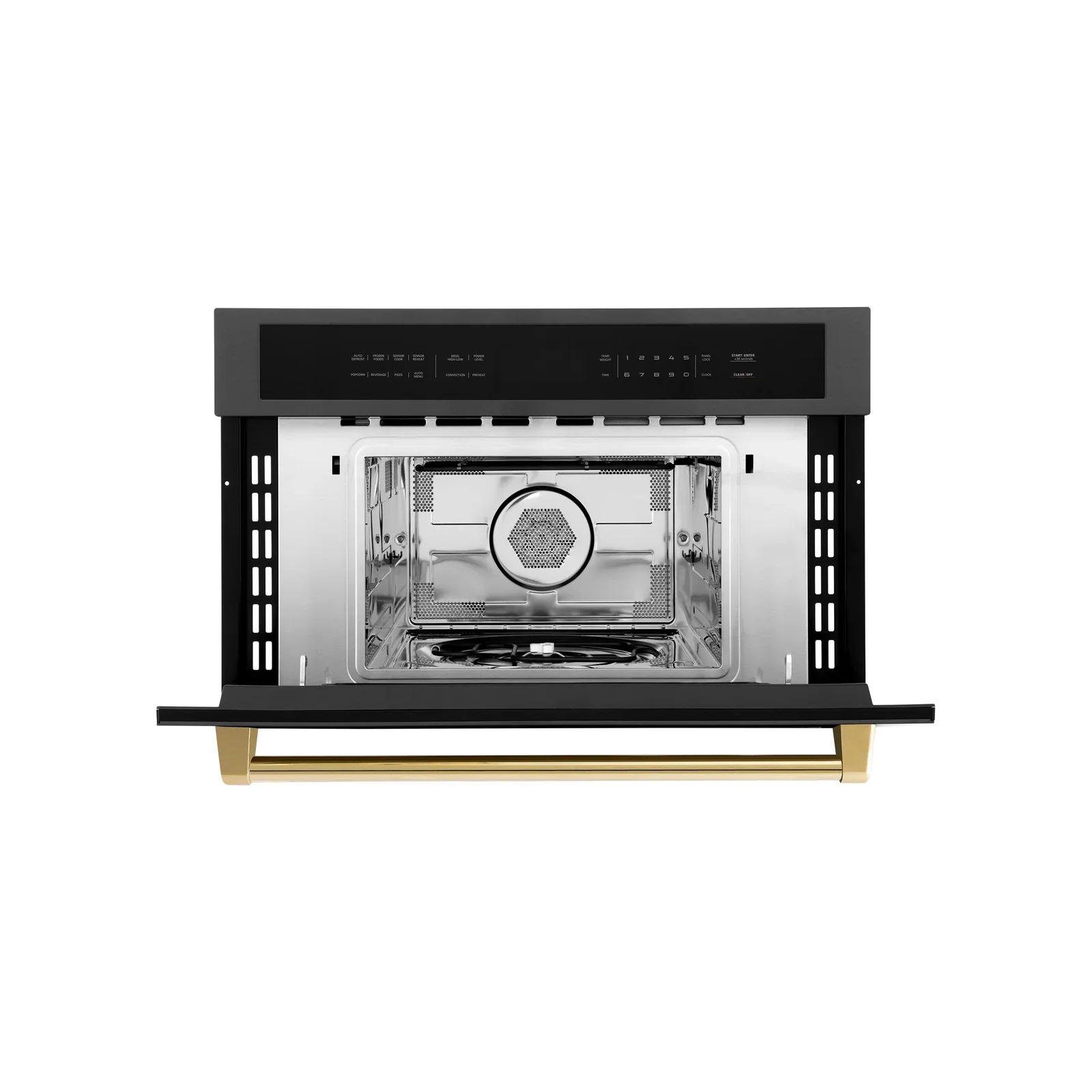 ZLINE Autograph Edition 2-Piece Appliance Package - 30-Inch Single Wall Oven with Self-Clean and 30-inch Built-In Microwave Oven in Black Stainless Steel with Gold Trim - Image 5