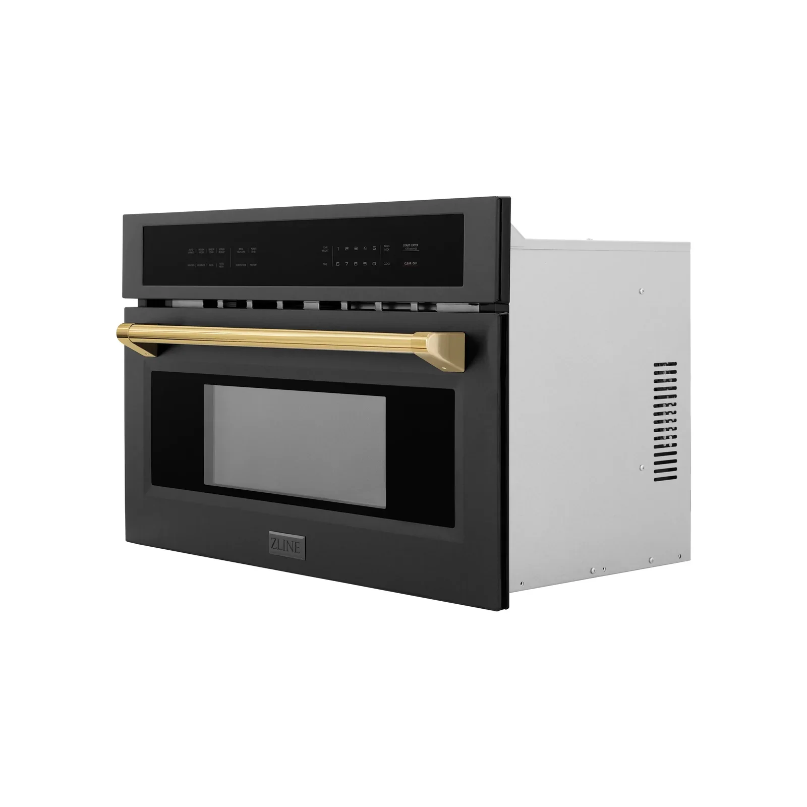 ZLINE Autograph Edition 2-Piece Appliance Package - 30-Inch Single Wall Oven with Self-Clean and 30-inch Built-In Microwave Oven in Black Stainless Steel with Gold Trim - Image 6