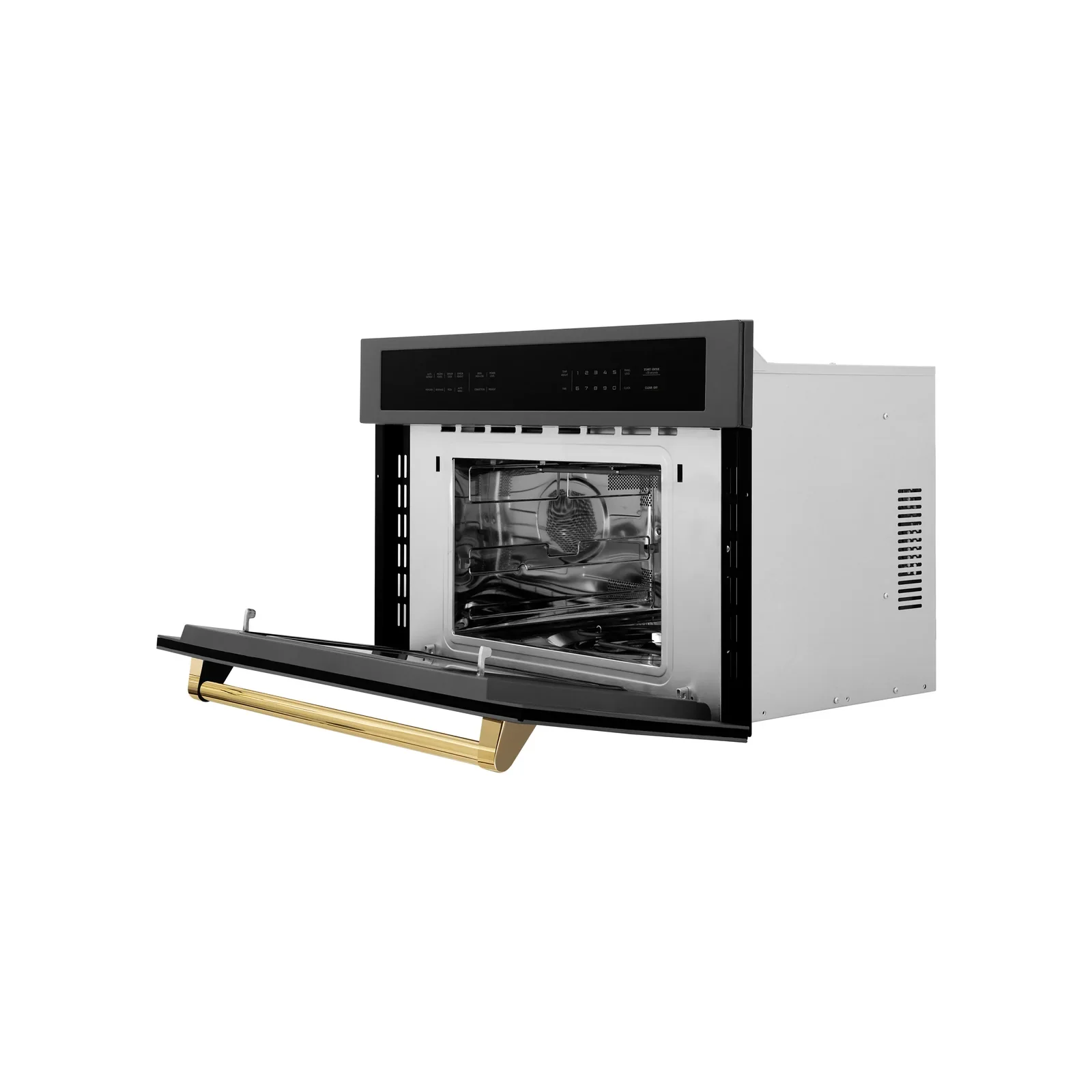 ZLINE Autograph Edition 2-Piece Appliance Package - 30-Inch Single Wall Oven with Self-Clean and 30-inch Built-In Microwave Oven in Black Stainless Steel with Gold Trim - Image 8