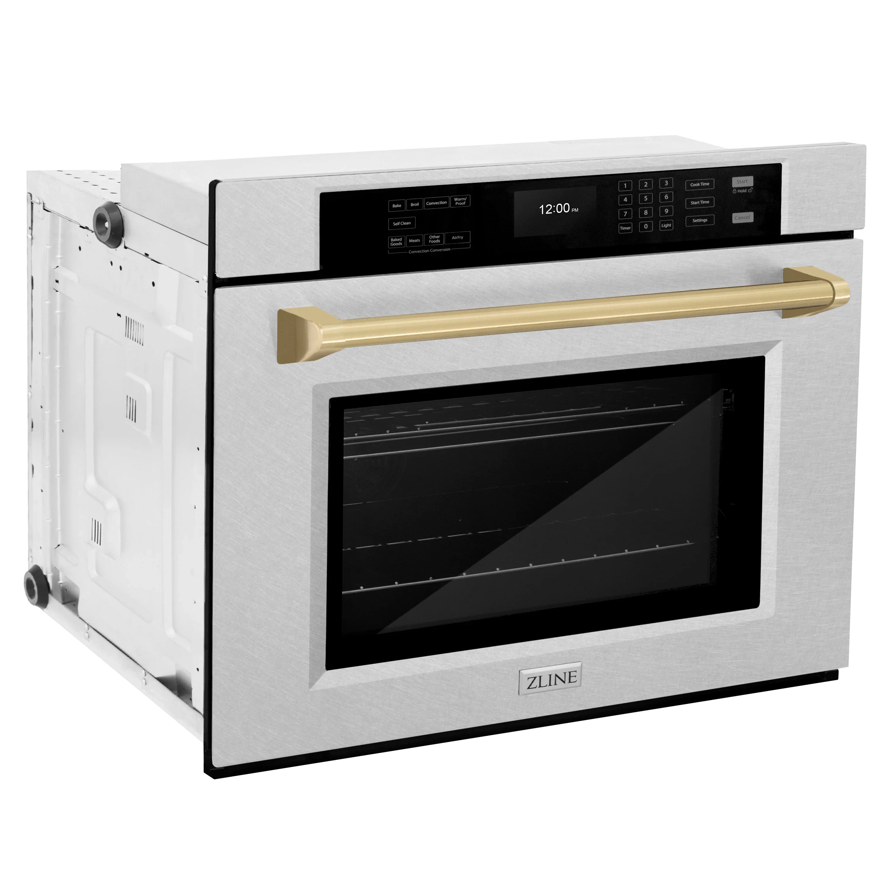 ZLINE Autograph Edition 2-Piece Appliance Package - 30-Inch Single Wall Oven with Self-Clean and 30-inch Built-In Microwave Oven in Satin Stainless Steel with Champagne Bronze Trim - Image 11