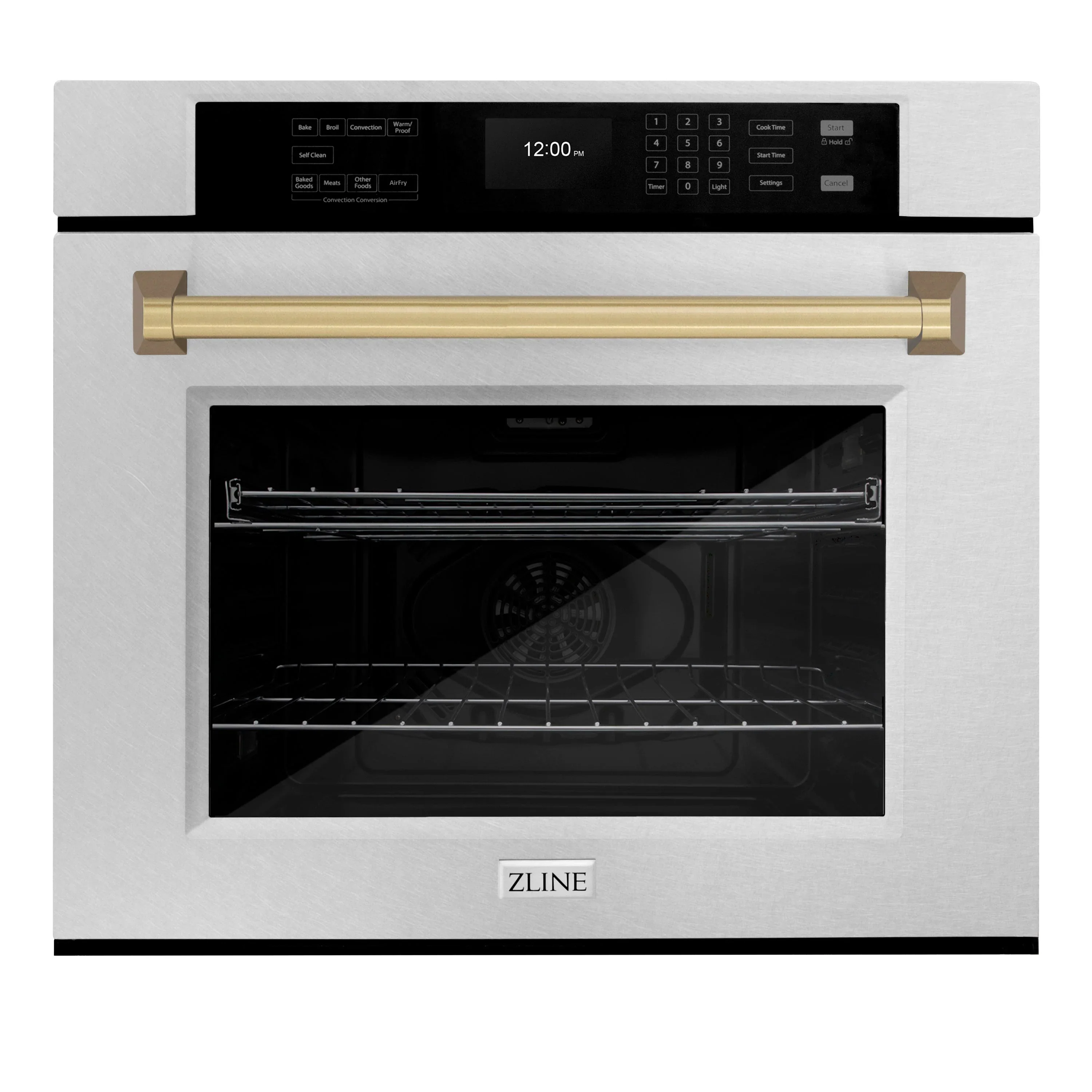 ZLINE Autograph Edition 2-Piece Appliance Package - 30-Inch Single Wall Oven with Self-Clean and 30-inch Built-In Microwave Oven in Satin Stainless Steel with Champagne Bronze Trim - Image 6
