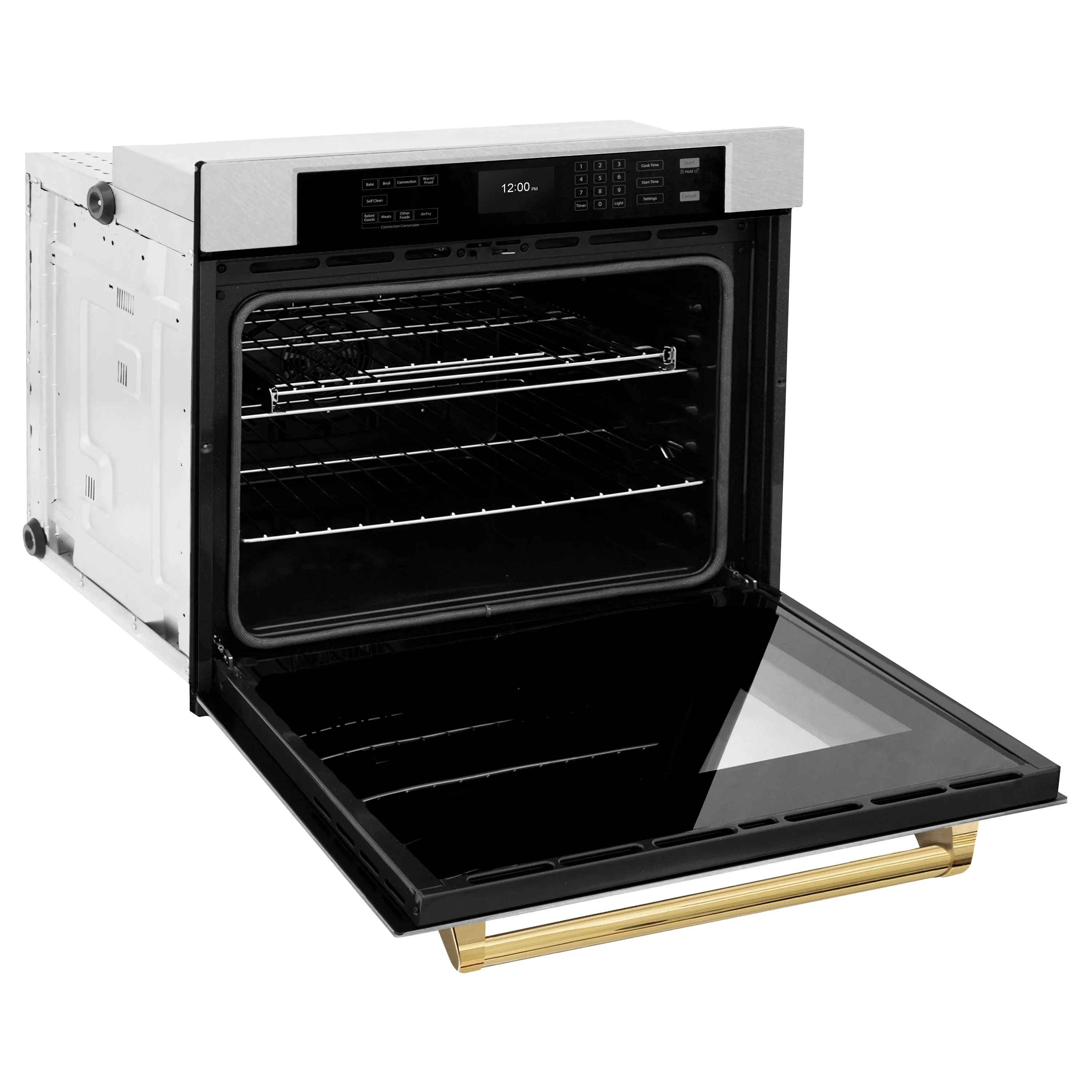 ZLINE Autograph Edition 2-Piece Appliance Package - 30-Inch Single Wall Oven with Self-Clean and 30-inch Built-In Microwave Oven in Satin Stainless Steel with Gold Trim - Image 11