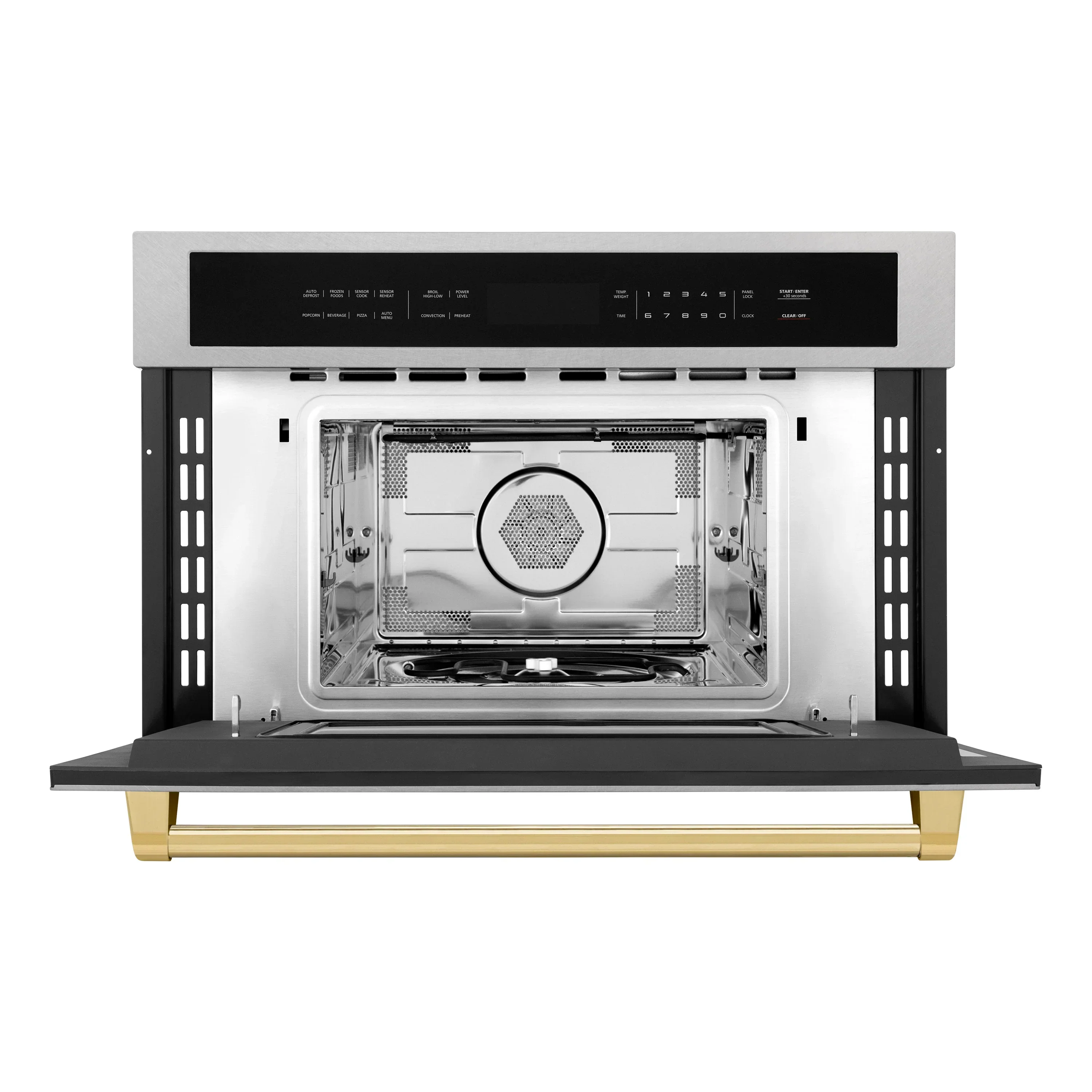 ZLINE Autograph Edition 2-Piece Appliance Package - 30-Inch Single Wall Oven with Self-Clean and 30-inch Built-In Microwave Oven in Satin Stainless Steel with Gold Trim - Image 3
