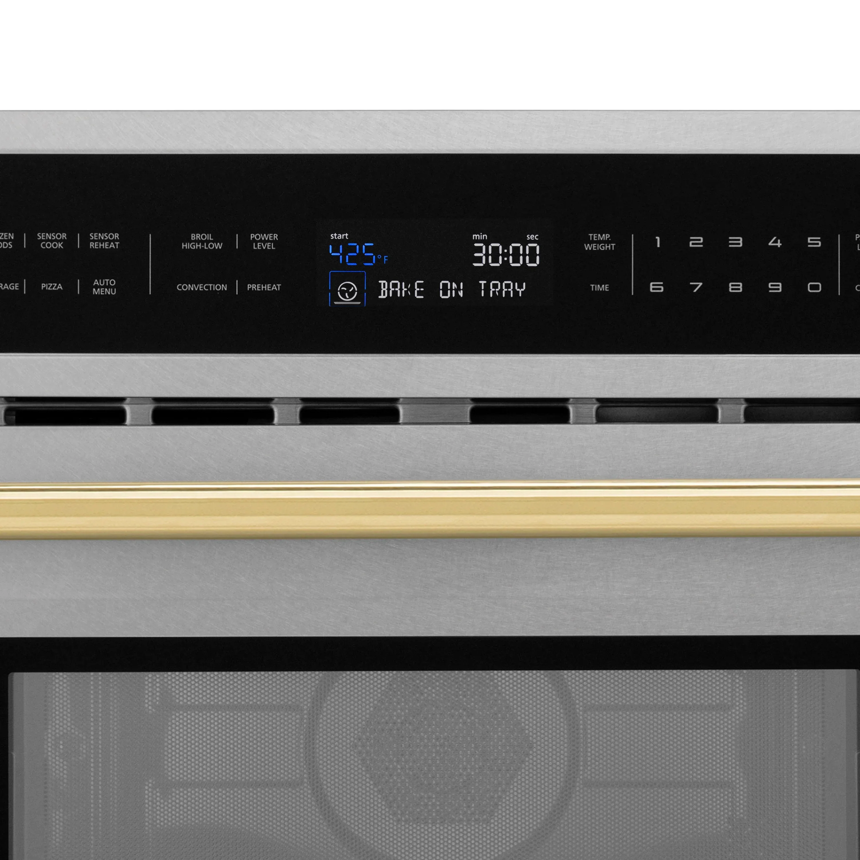 ZLINE Autograph Edition 2-Piece Appliance Package - 30-Inch Single Wall Oven with Self-Clean and 30-inch Built-In Microwave Oven in Satin Stainless Steel with Gold Trim - Image 6