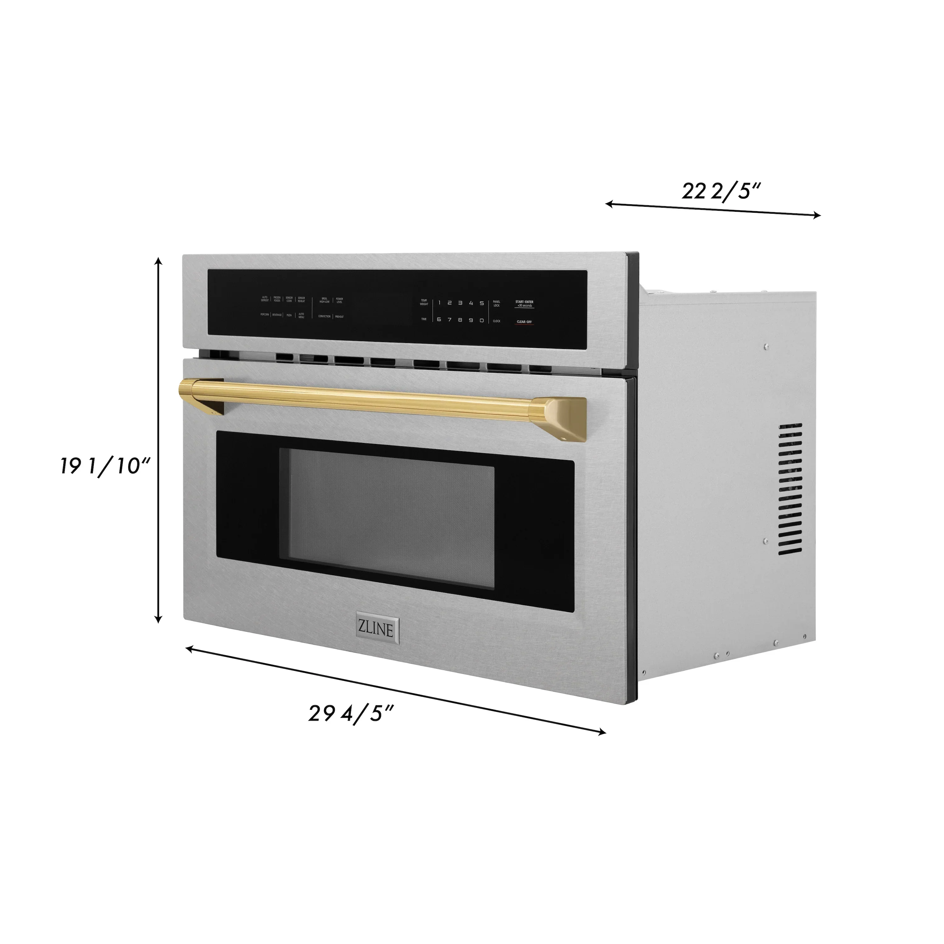 ZLINE Autograph Edition 2-Piece Appliance Package - 30-Inch Single Wall Oven with Self-Clean and 30-inch Built-In Microwave Oven in Satin Stainless Steel with Gold Trim - Image 7