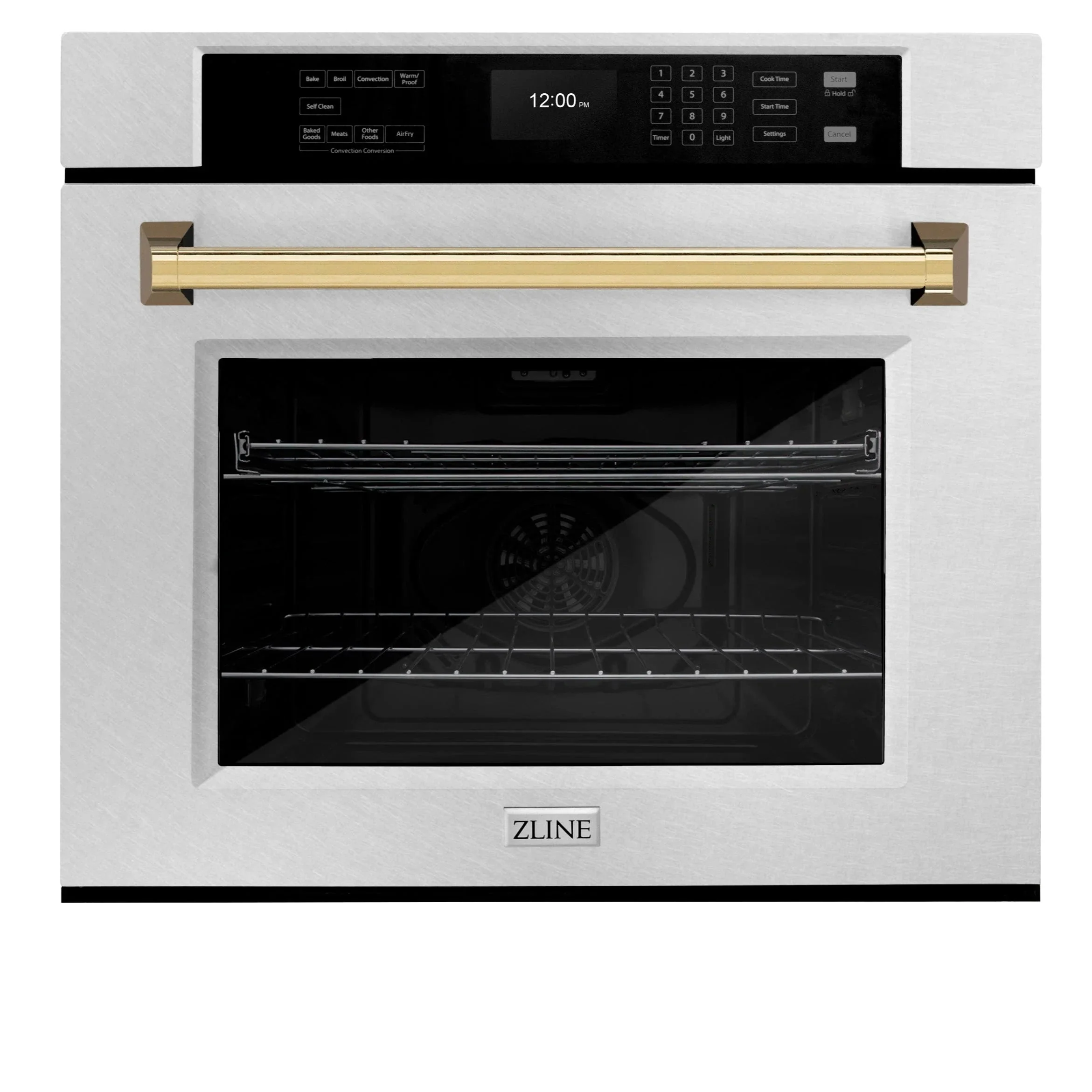 ZLINE Autograph Edition 2-Piece Appliance Package - 30-Inch Single Wall Oven with Self-Clean and 30-inch Built-In Microwave Oven in Satin Stainless Steel with Gold Trim - Image 8