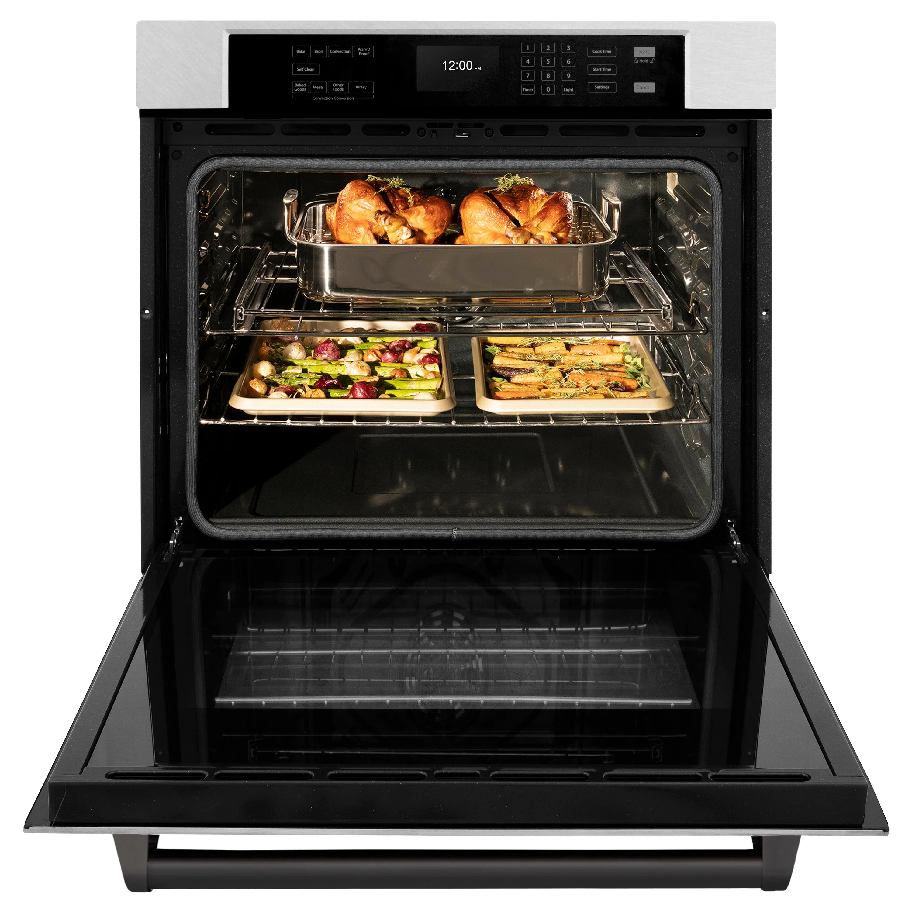 ZLINE Autograph Edition 2-Piece Appliance Package - 30-Inch Single Wall Oven with Self-Clean and 30-inch Built-In Microwave Oven in Satin Stainless Steel with Matte Black Trim - Image 11