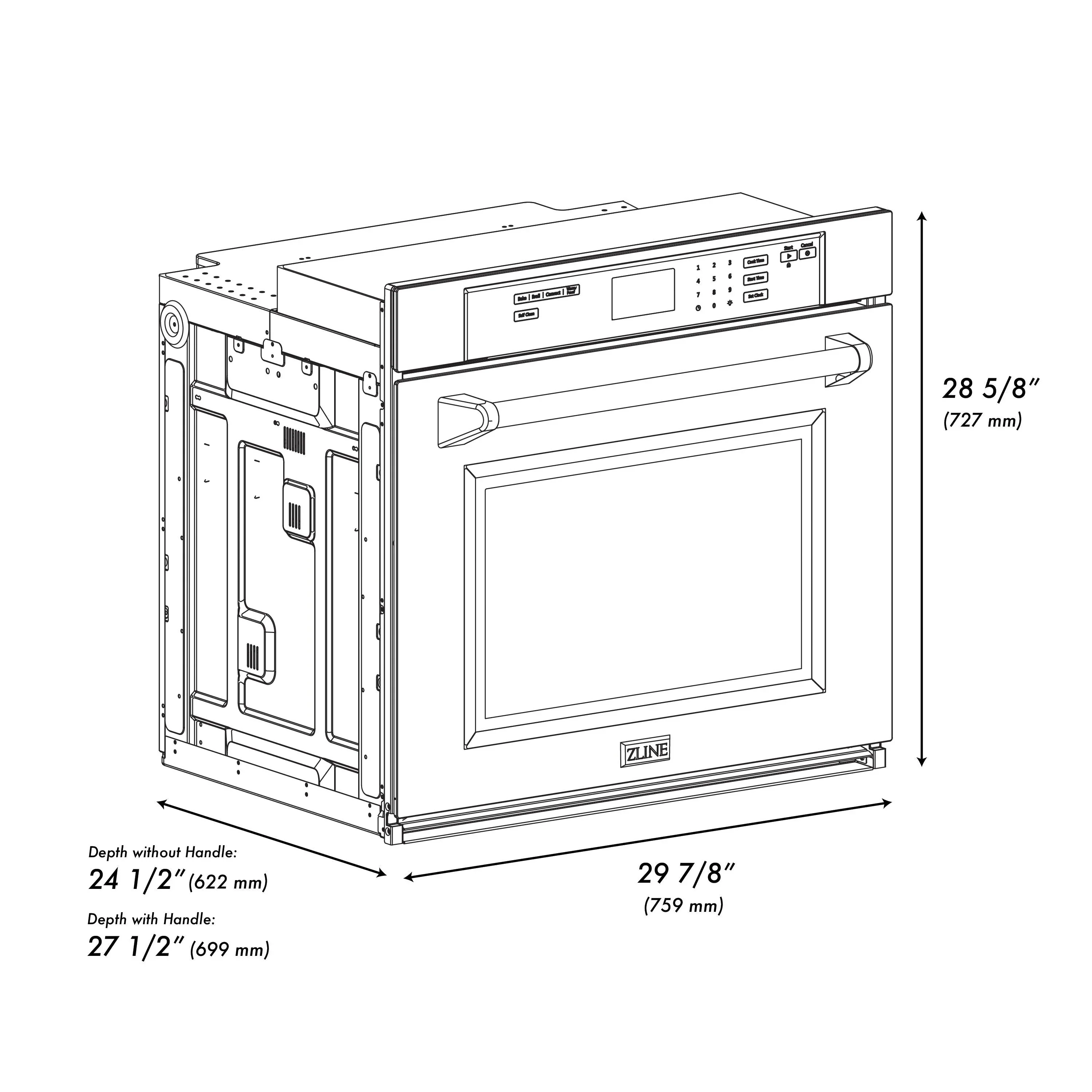 ZLINE Autograph Edition 2-Piece Appliance Package - 30-Inch Single Wall Oven with Self-Clean and 30-inch Built-In Microwave Oven in Satin Stainless Steel with Matte Black Trim - Image 14