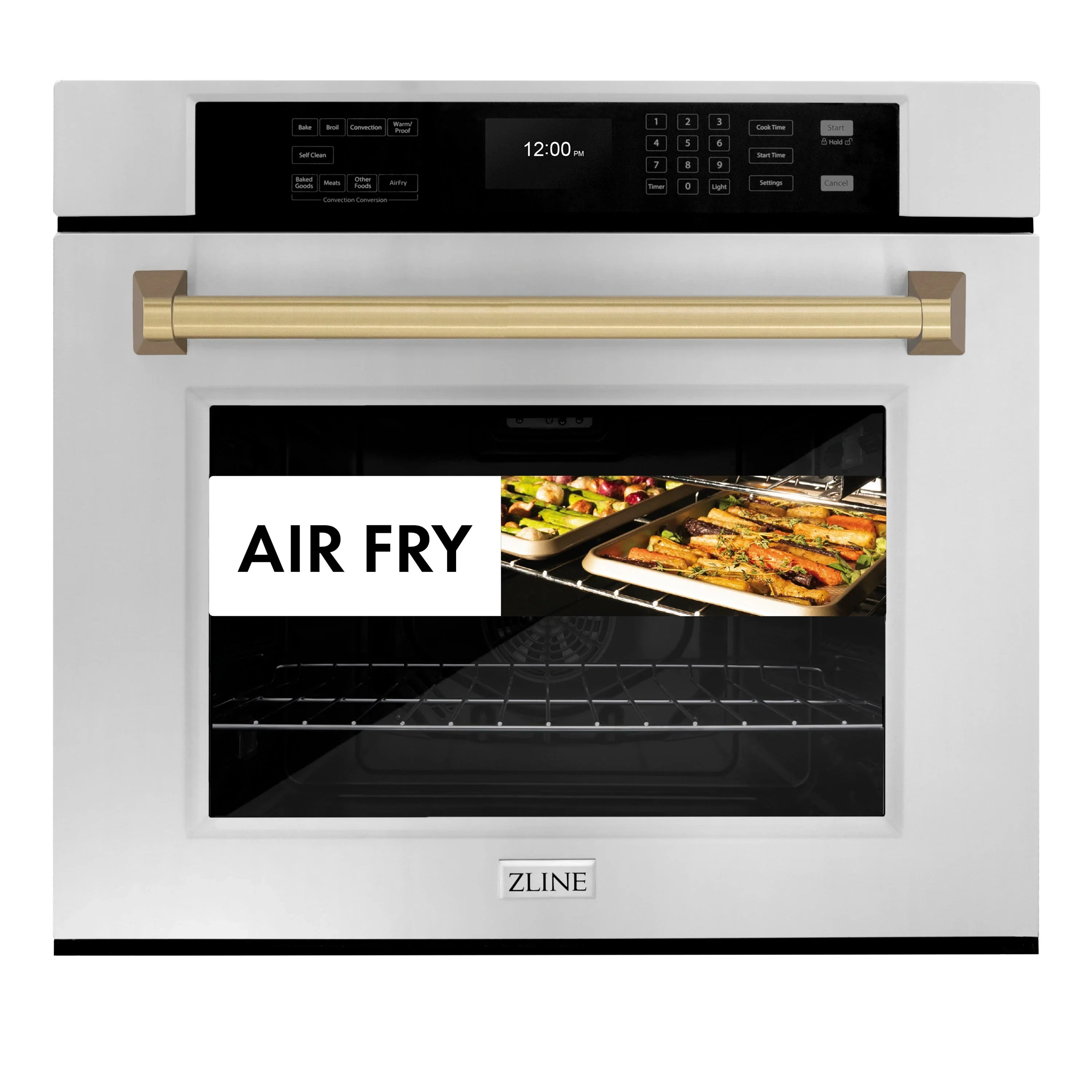 ZLINE Autograph Edition 2-Piece Appliance Package - 30-Inch Single Wall Oven with Self-Clean and 30-inch Built-In Microwave Oven in Stainless Steel with Champagne Bronze Trim - Image 12