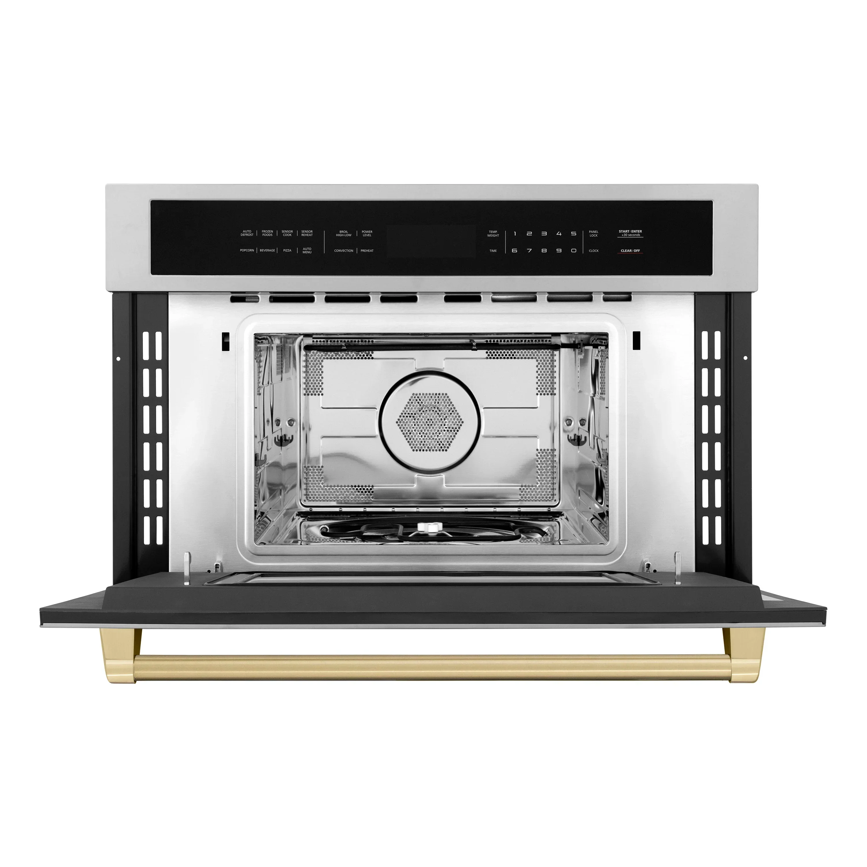 ZLINE Autograph Edition 2-Piece Appliance Package - 30-Inch Single Wall Oven with Self-Clean and 30-inch Built-In Microwave Oven in Stainless Steel with Champagne Bronze Trim - Image 3