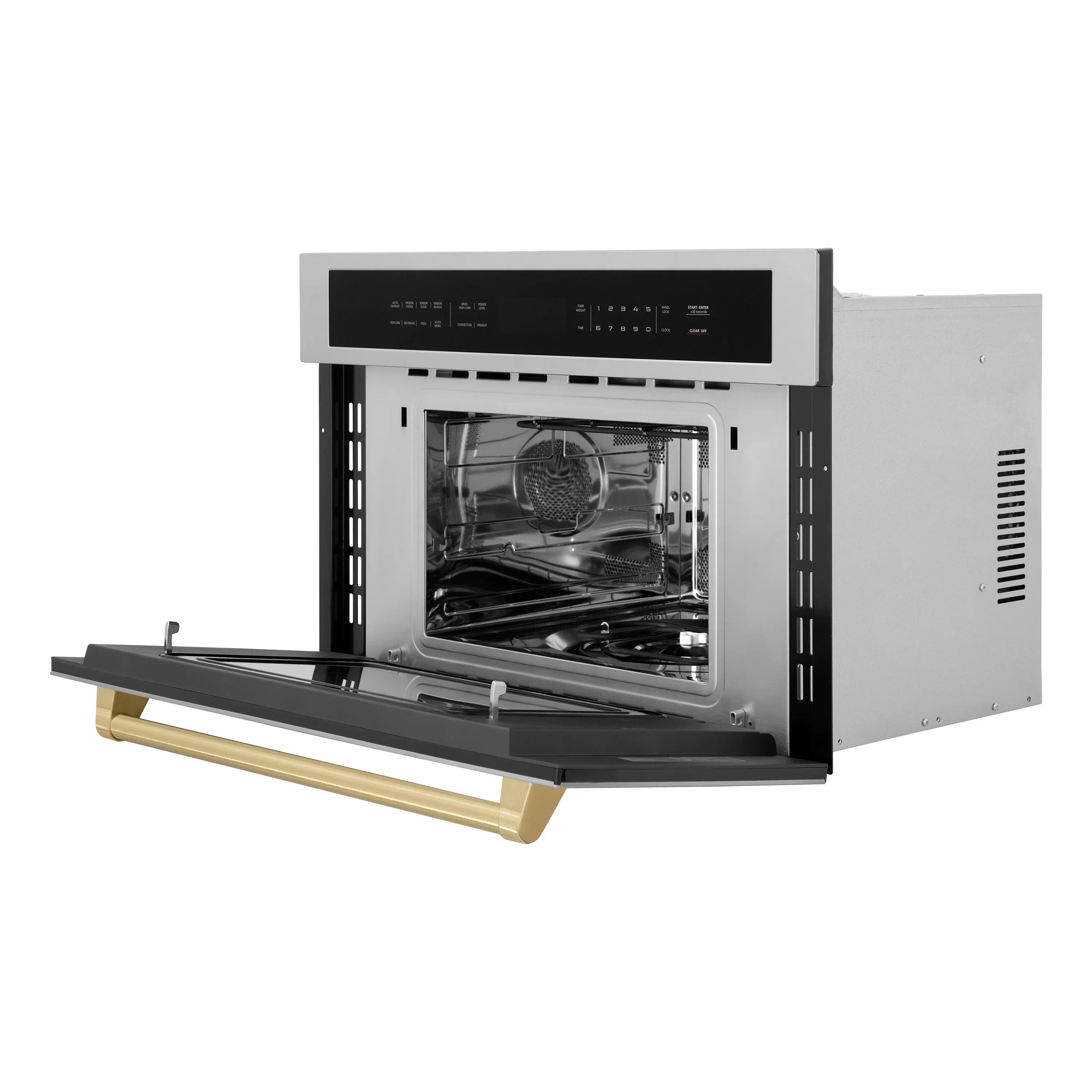 ZLINE Autograph Edition 2-Piece Appliance Package - 30-Inch Single Wall Oven with Self-Clean and 30-inch Built-In Microwave Oven in Stainless Steel with Champagne Bronze Trim - Image 4