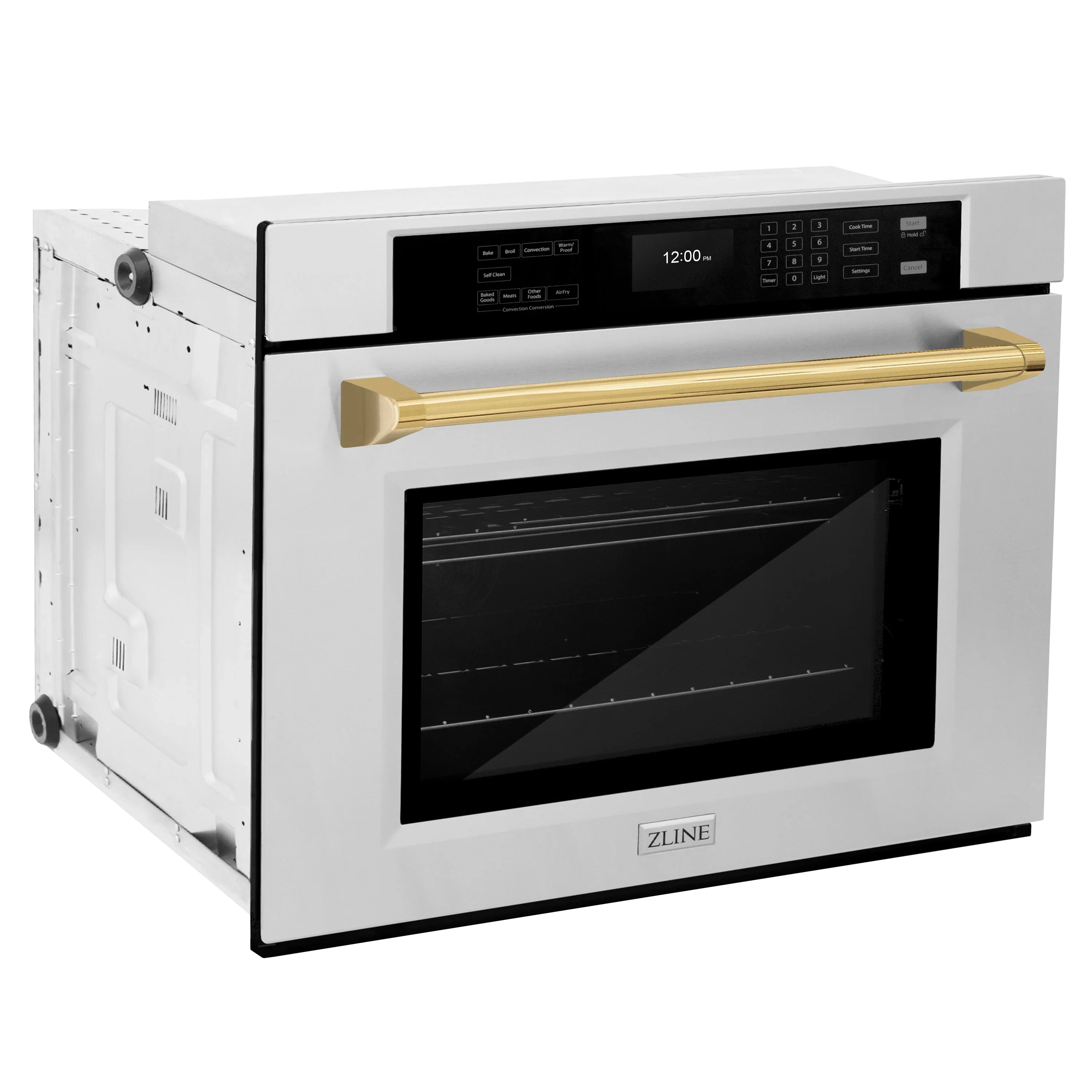 ZLINE Autograph Edition 2-Piece Appliance Package - 30-Inch Single Wall Oven with Self-Clean and 30-inch Built-In Microwave Oven in Stainless Steel with Gold Trim - Image 12