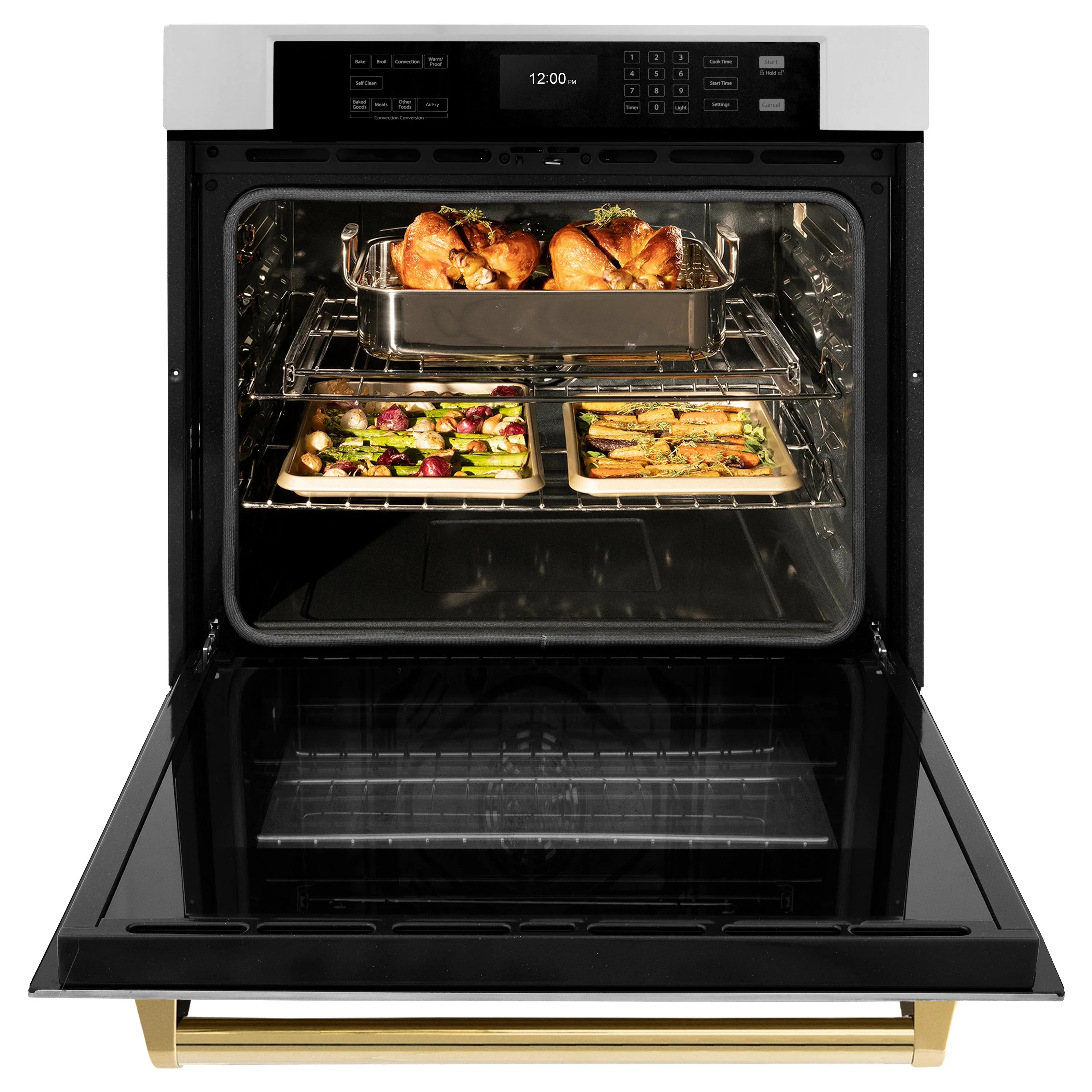 ZLINE Autograph Edition 2-Piece Appliance Package - 30-Inch Single Wall Oven with Self-Clean and 30-inch Built-In Microwave Oven in Stainless Steel with Gold Trim - Image 13