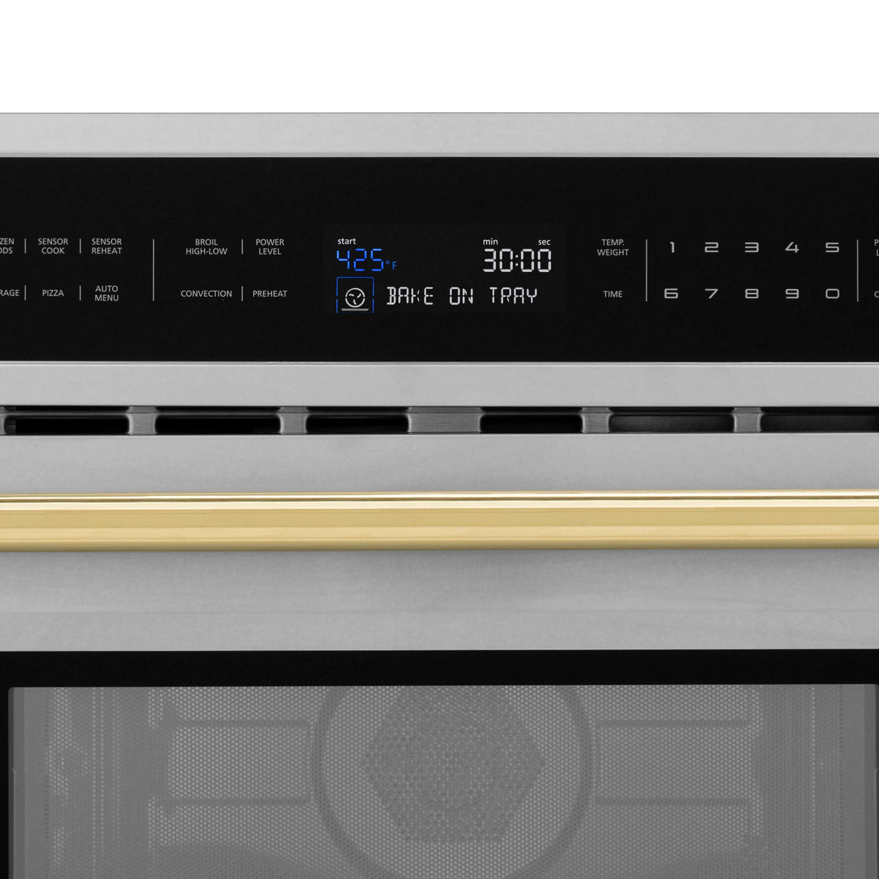 ZLINE Autograph Edition 2-Piece Appliance Package - 30-Inch Single Wall Oven with Self-Clean and 30-inch Built-In Microwave Oven in Stainless Steel with Gold Trim - Image 3