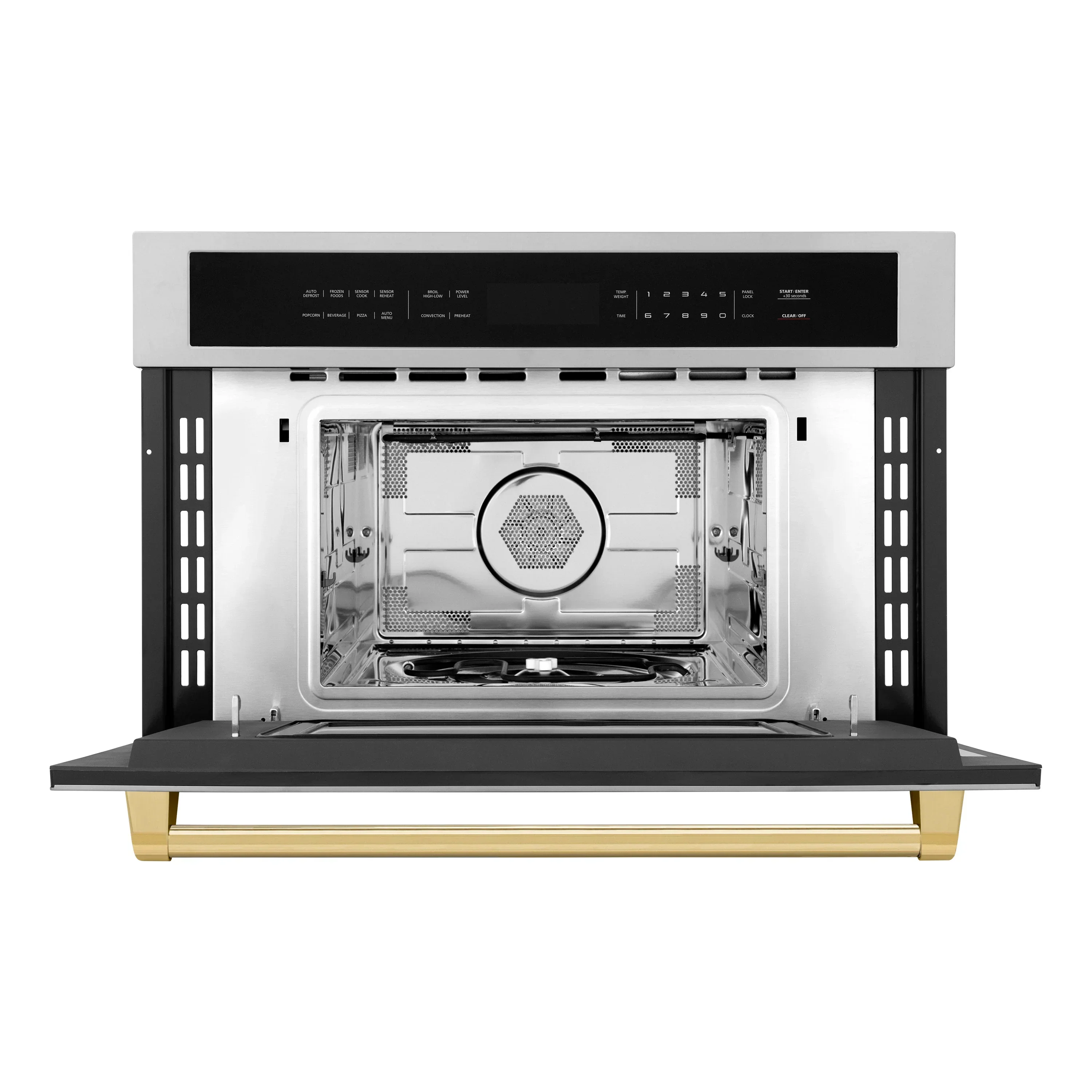 ZLINE Autograph Edition 2-Piece Appliance Package - 30-Inch Single Wall Oven with Self-Clean and 30-inch Built-In Microwave Oven in Stainless Steel with Gold Trim - Image 4