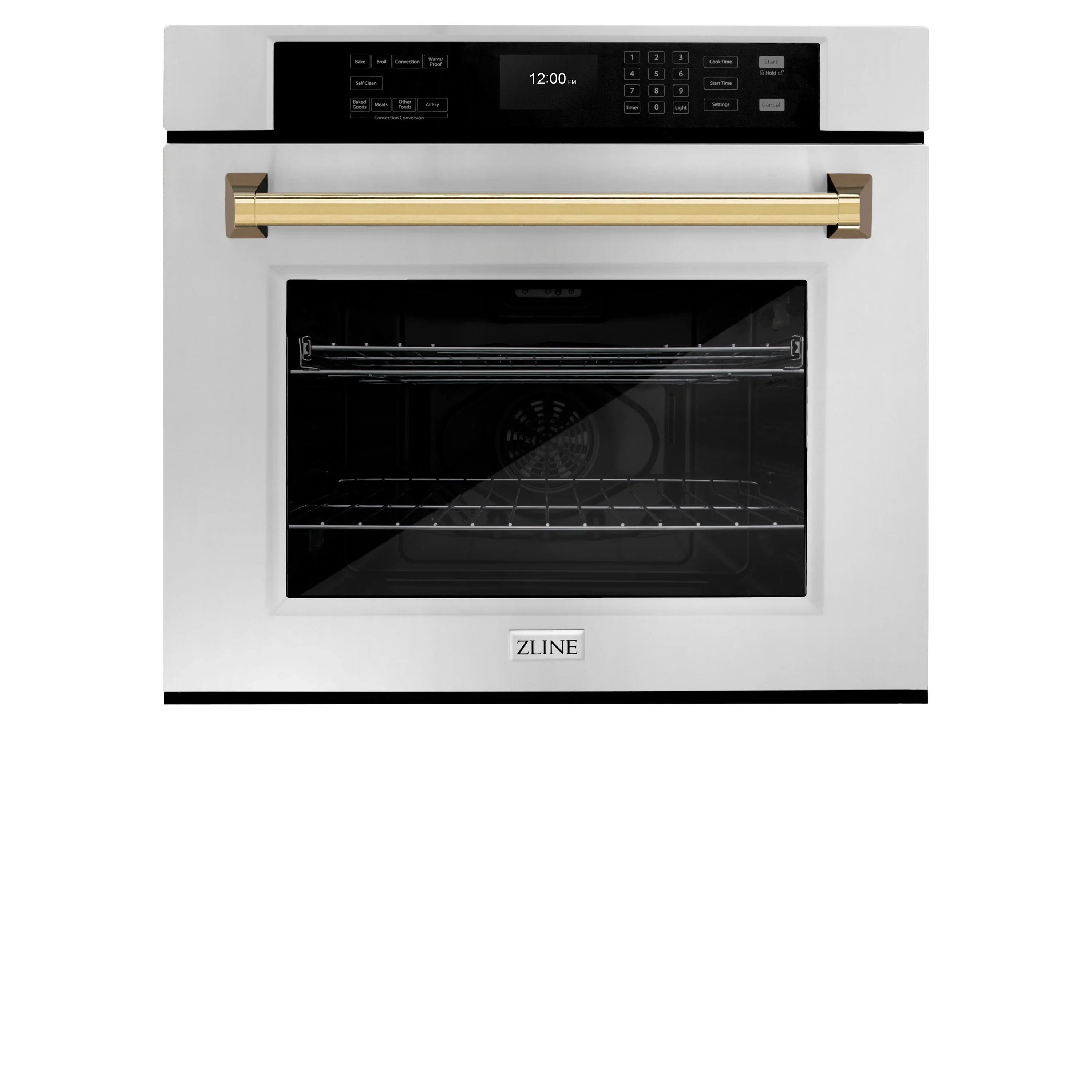 ZLINE Autograph Edition 2-Piece Appliance Package - 30-Inch Single Wall Oven with Self-Clean and 30-inch Built-In Microwave Oven in Stainless Steel with Gold Trim - Image 9