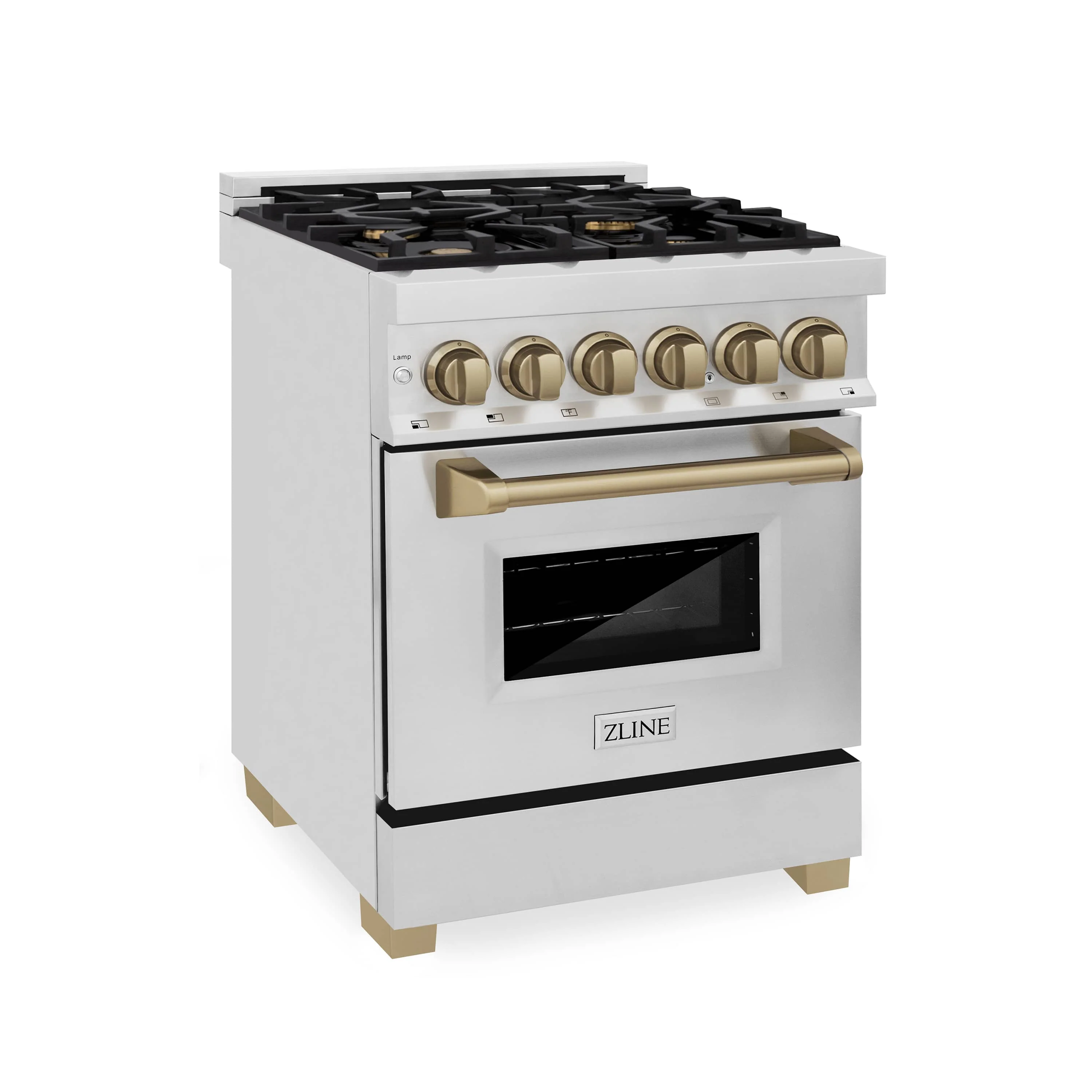 ZLINE Legacy Series Autograph Edition 24-inch Dual Fuel Range with Gas Stove and 2.8 Cu. Ft. Electric Oven in Stainless Steel with Champagne Bronze Accents (RAZ-24-CB) - Image 4