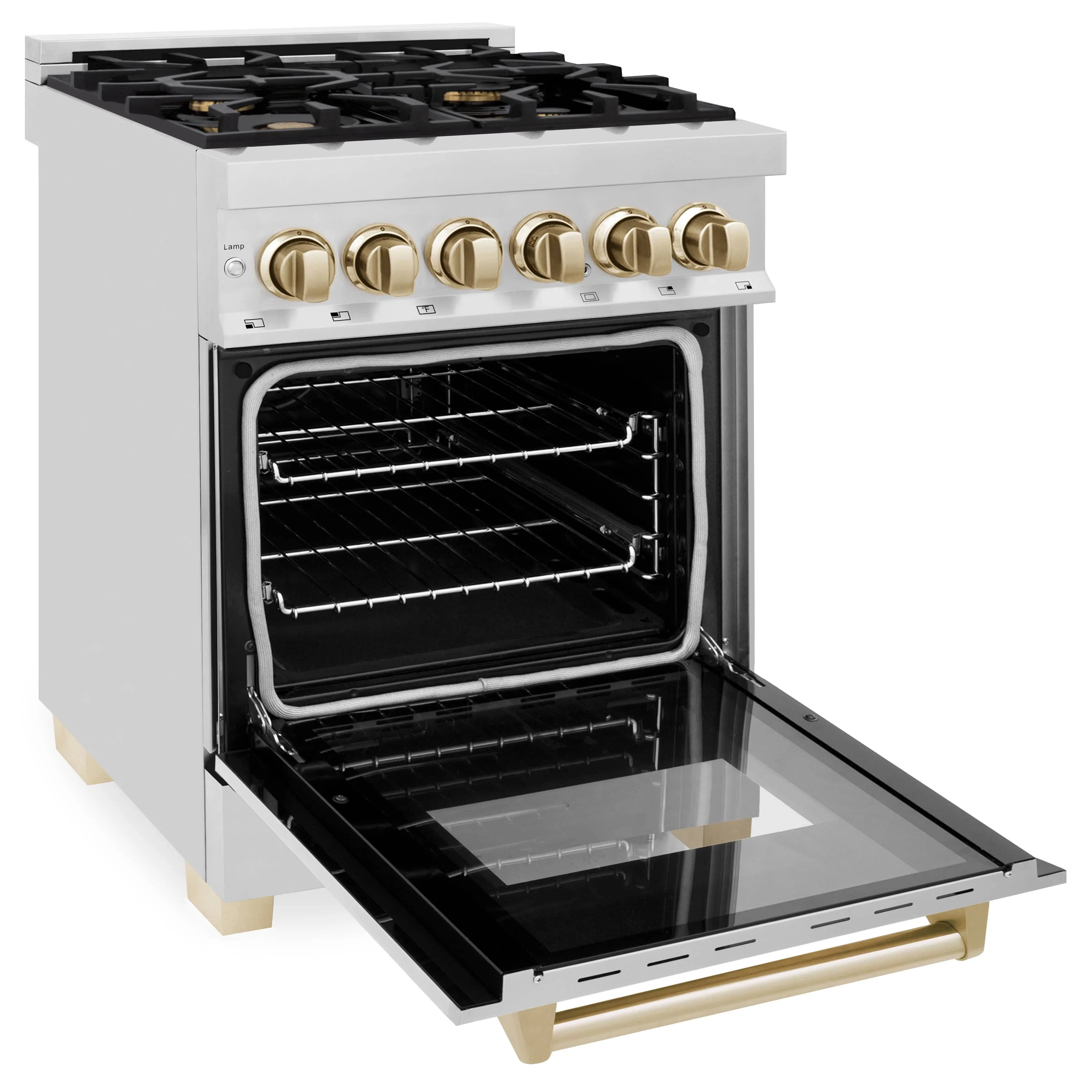 ZLINE Legacy Series Autograph Edition 24-inch Dual Fuel Range with Gas Stove and 2.8 Cu. Ft. Electric Oven in Stainless Steel with Gold Accents (RAZ-24-G) - Image 5