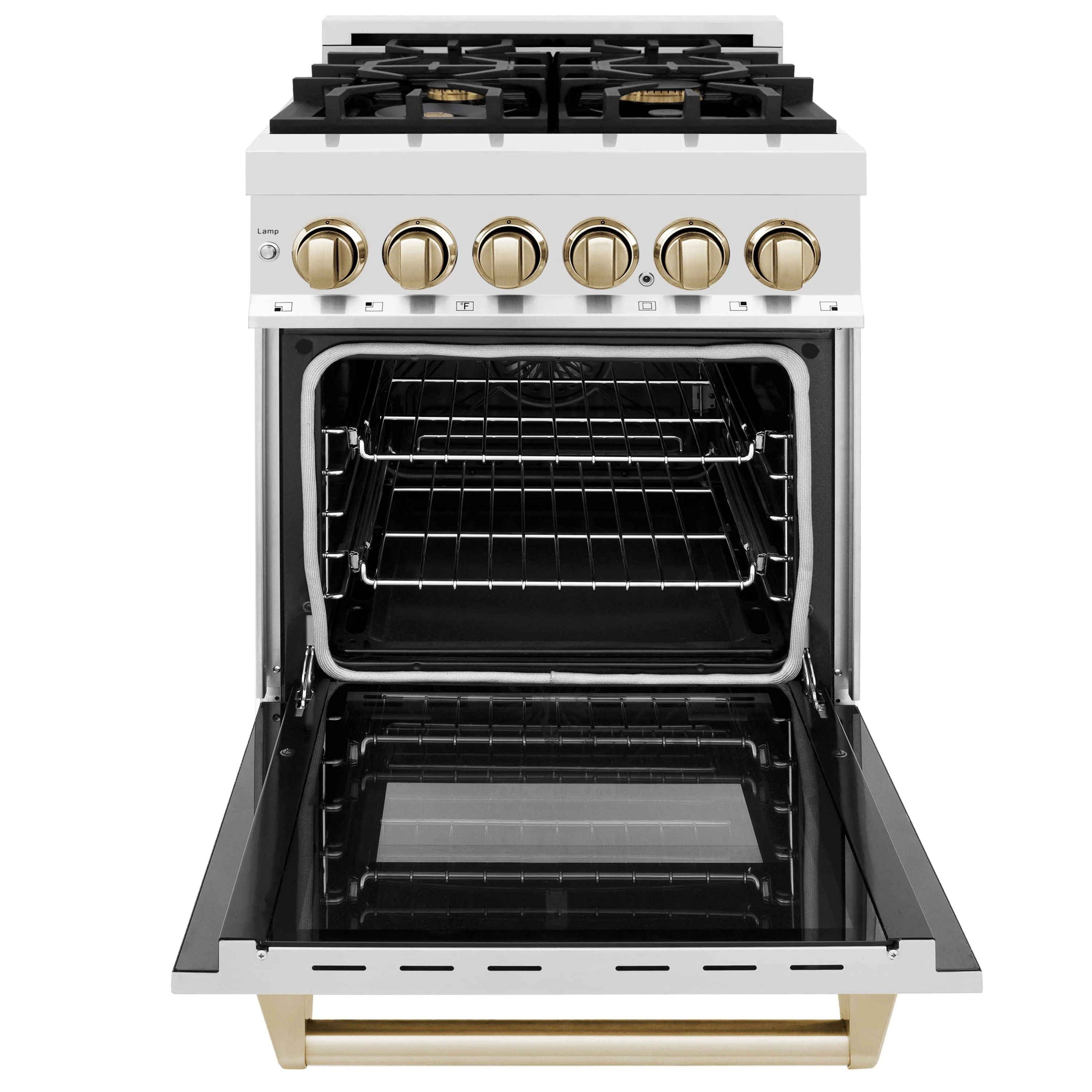 ZLINE Legacy Series Autograph Edition 24-inch Dual Fuel Range with Gas Stove and 2.8 Cu. Ft. Electric Oven in Stainless Steel with Gold Accents (RAZ-24-G) - Image 6