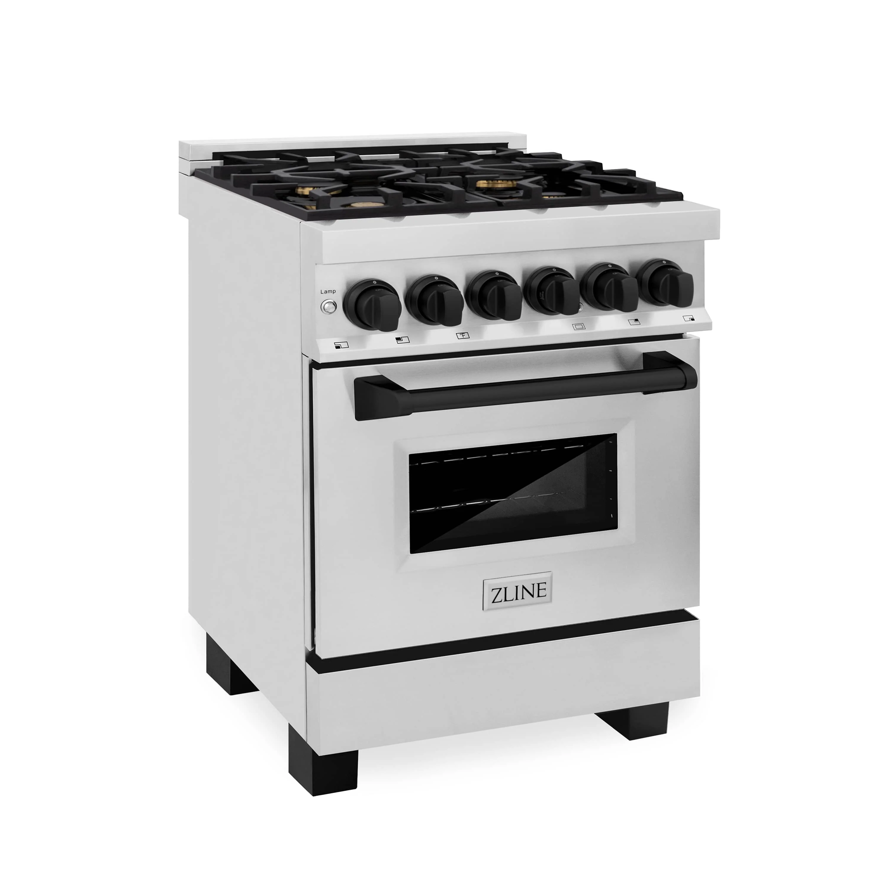ZLINE Legacy Series Autograph Edition 24-inch Dual Fuel Range with Gas Stove and 2.8 Cu. Ft. Electric Oven in Stainless Steel with Matte Black Accents (RAZ-24-MB) - Image 5
