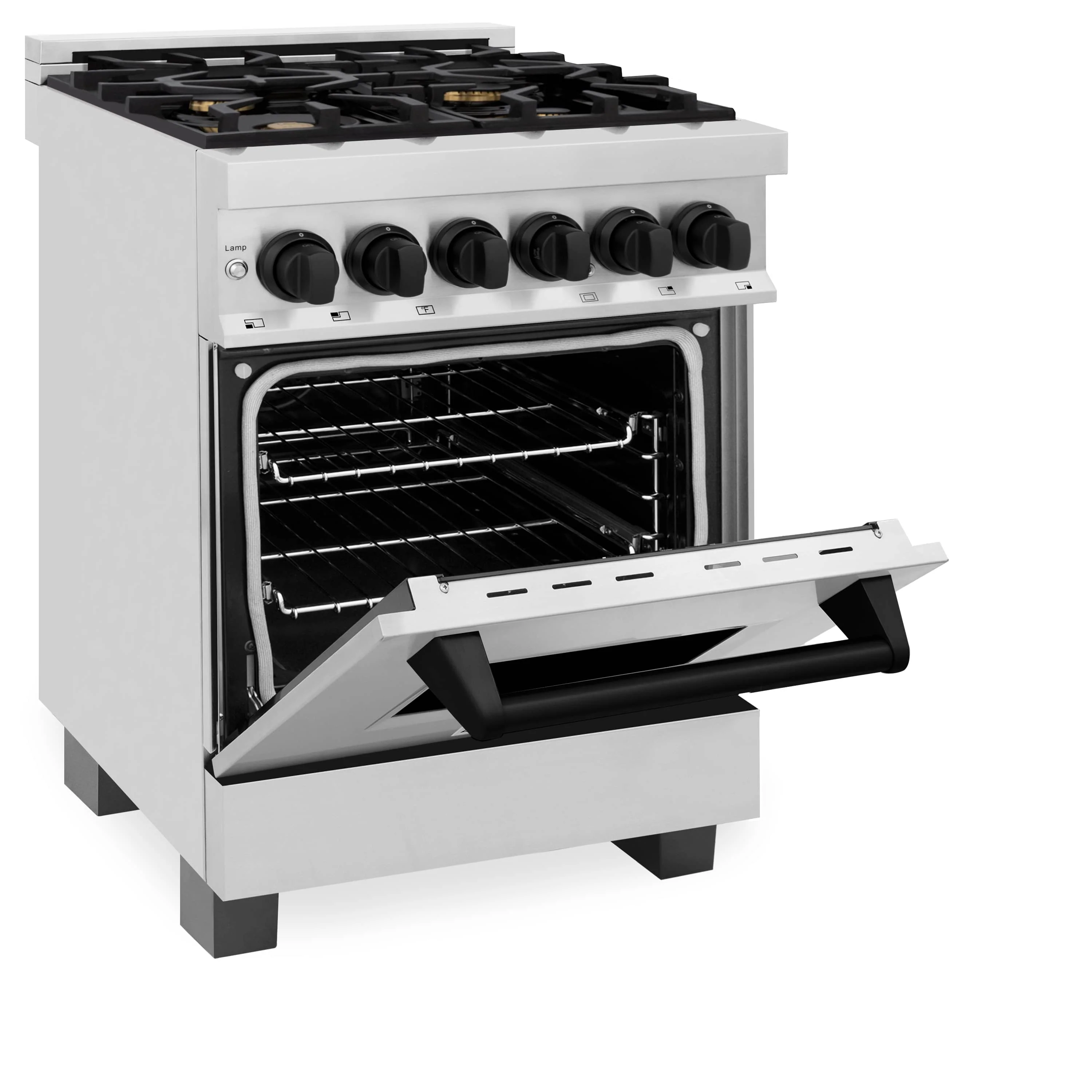 ZLINE Legacy Series Autograph Edition 24-inch Dual Fuel Range with Gas Stove and 2.8 Cu. Ft. Electric Oven in Stainless Steel with Matte Black Accents (RAZ-24-MB) - Image 6