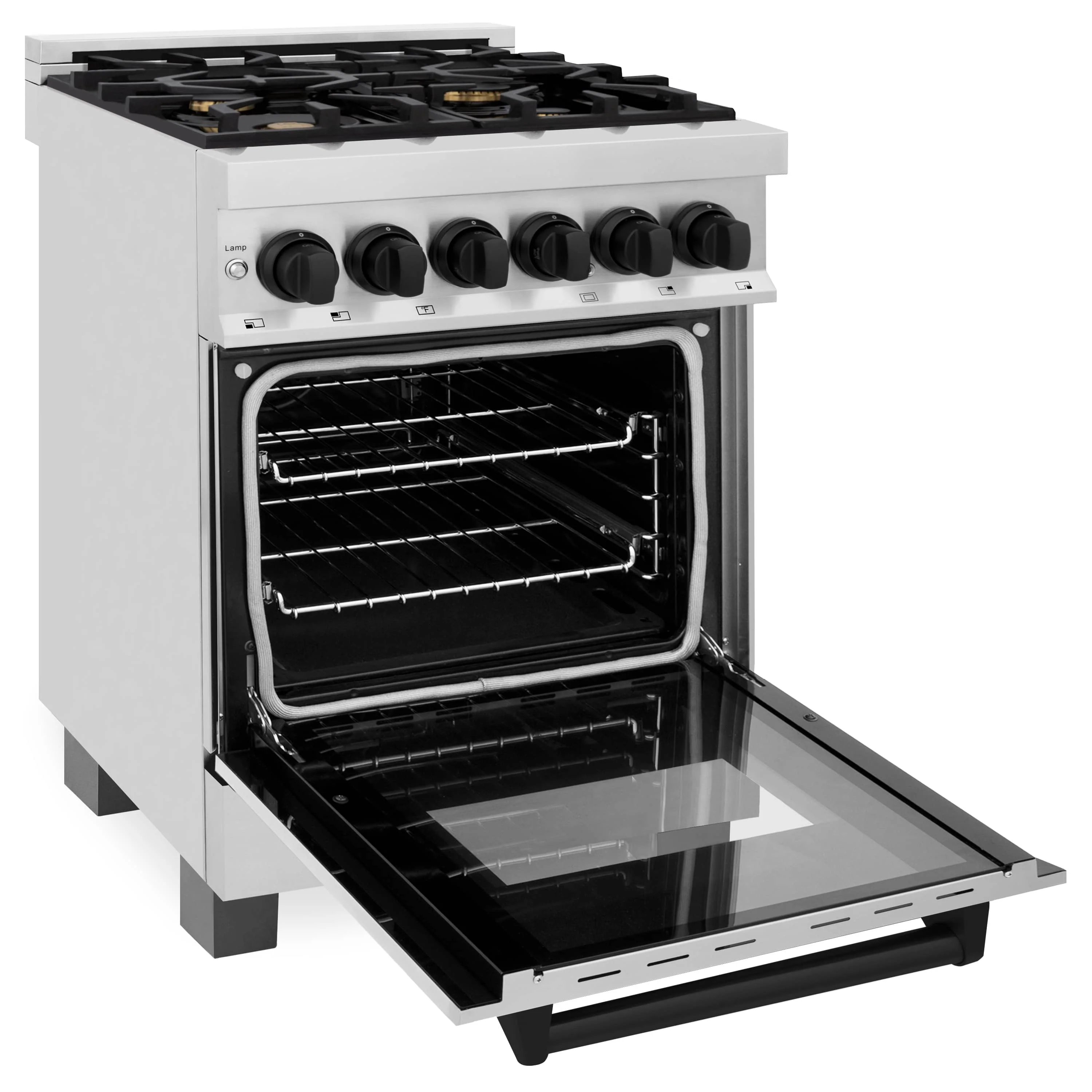 ZLINE Legacy Series Autograph Edition 24-inch Dual Fuel Range with Gas Stove and 2.8 Cu. Ft. Electric Oven in Stainless Steel with Matte Black Accents (RAZ-24-MB) - Image 7
