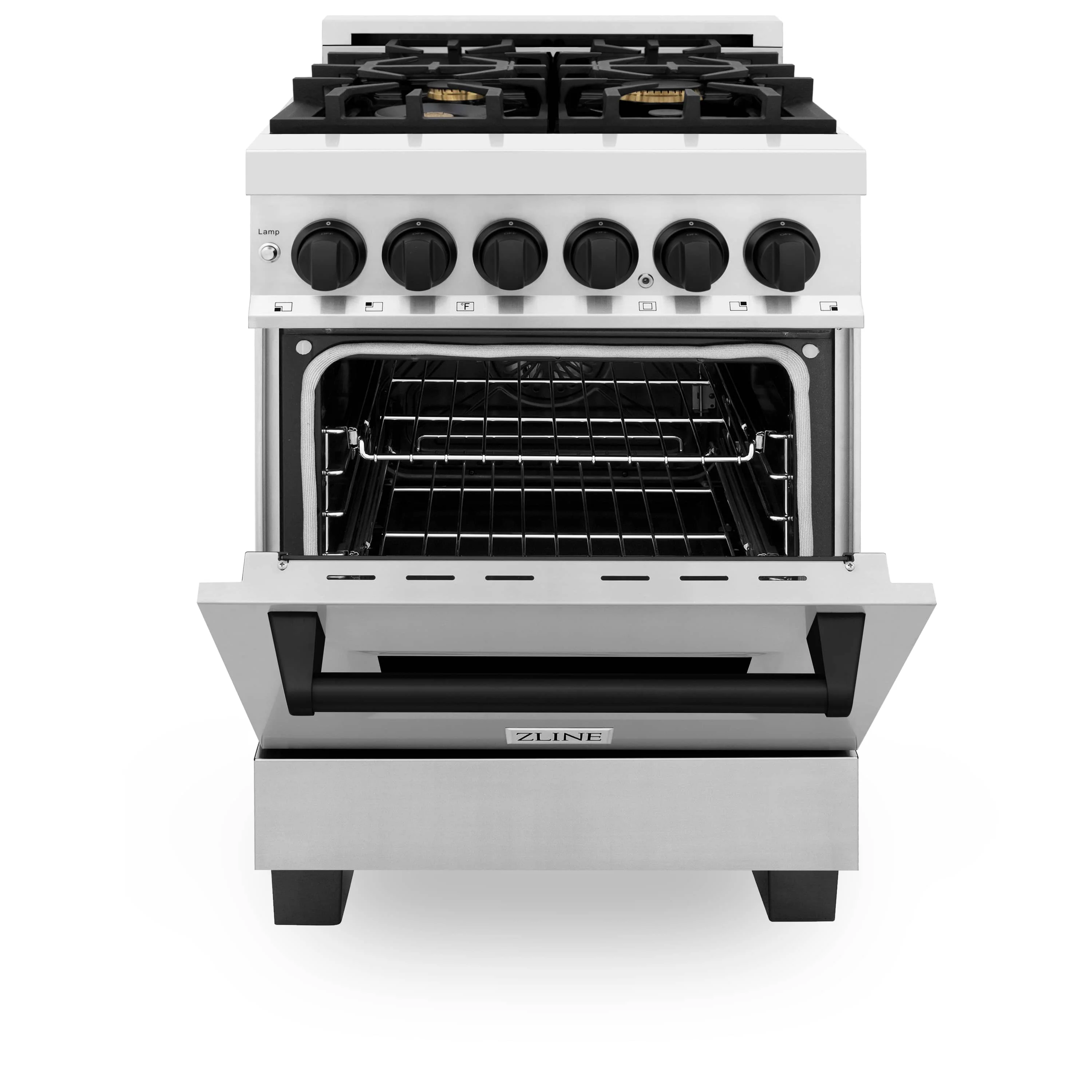 ZLINE Legacy Series Autograph Edition 24-inch Dual Fuel Range with Gas Stove and 2.8 Cu. Ft. Electric Oven in Stainless Steel with Matte Black Accents (RAZ-24-MB) - Image 8
