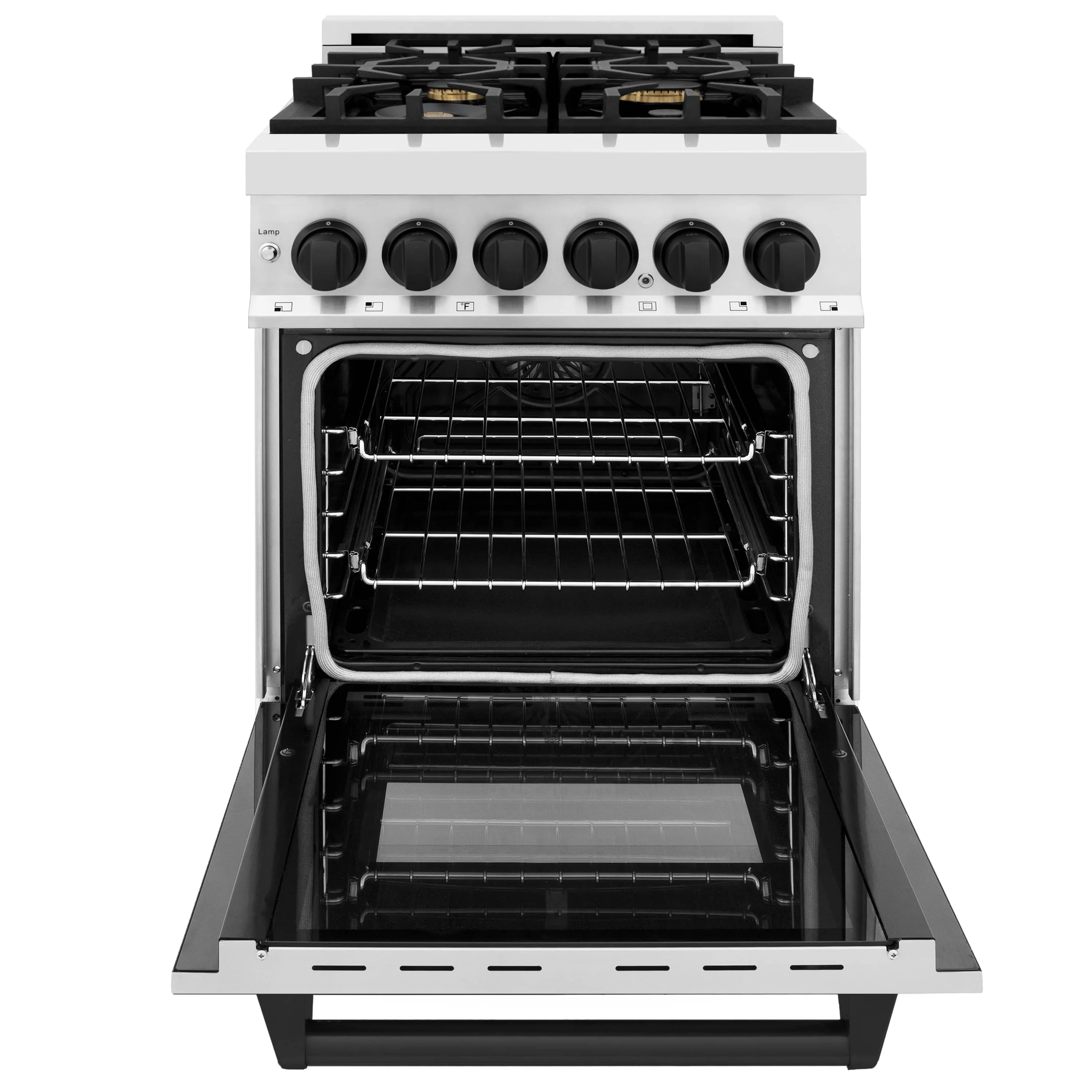ZLINE Legacy Series Autograph Edition 24-inch Dual Fuel Range with Gas Stove and 2.8 Cu. Ft. Electric Oven in Stainless Steel with Matte Black Accents (RAZ-24-MB) - Image 9