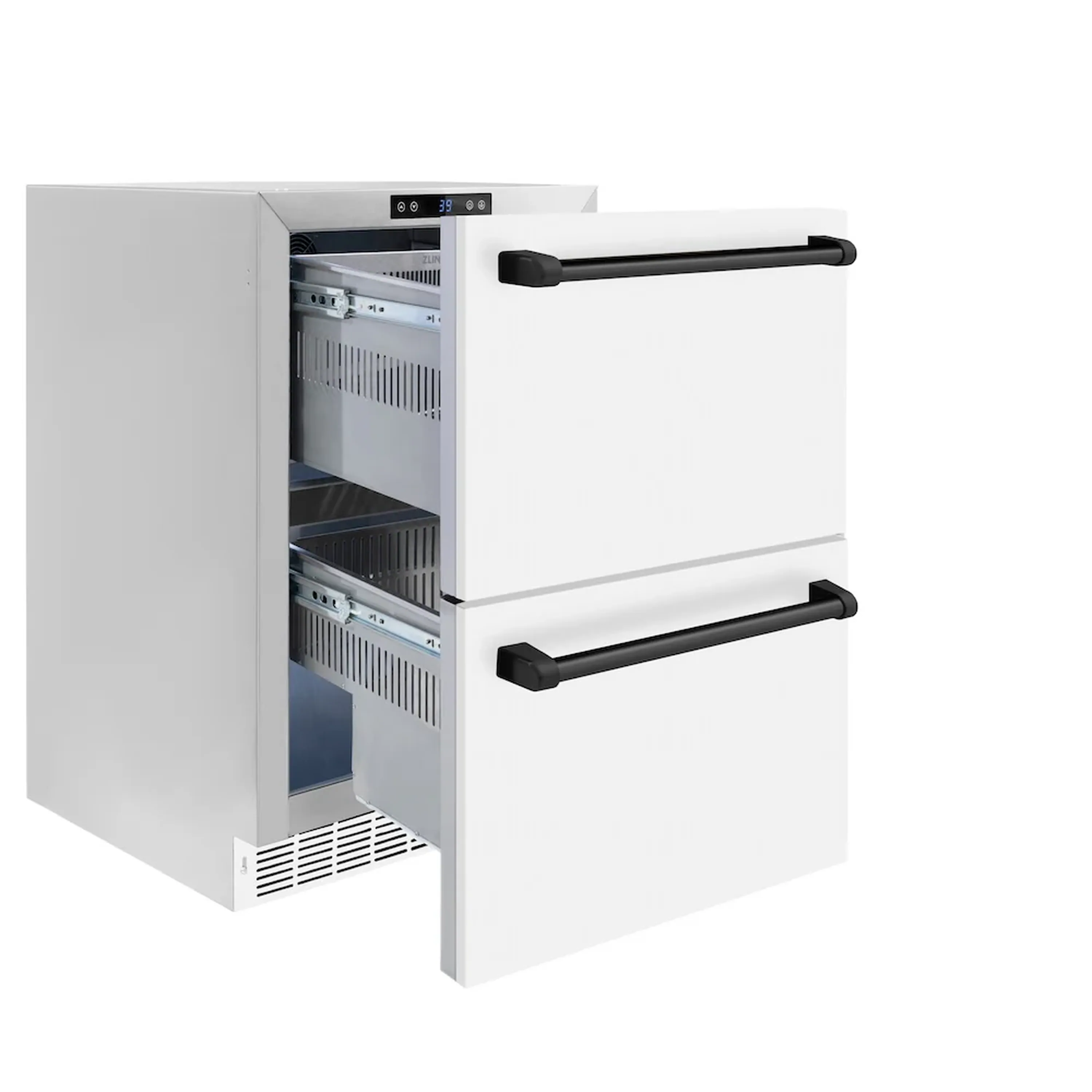 ZLINE Autograph Edition 24 In-Inch Touchstone Refrigerator Drawer in White Matte and Matte Black Handles (RDSOZ-WM-24-MB) - Image 3