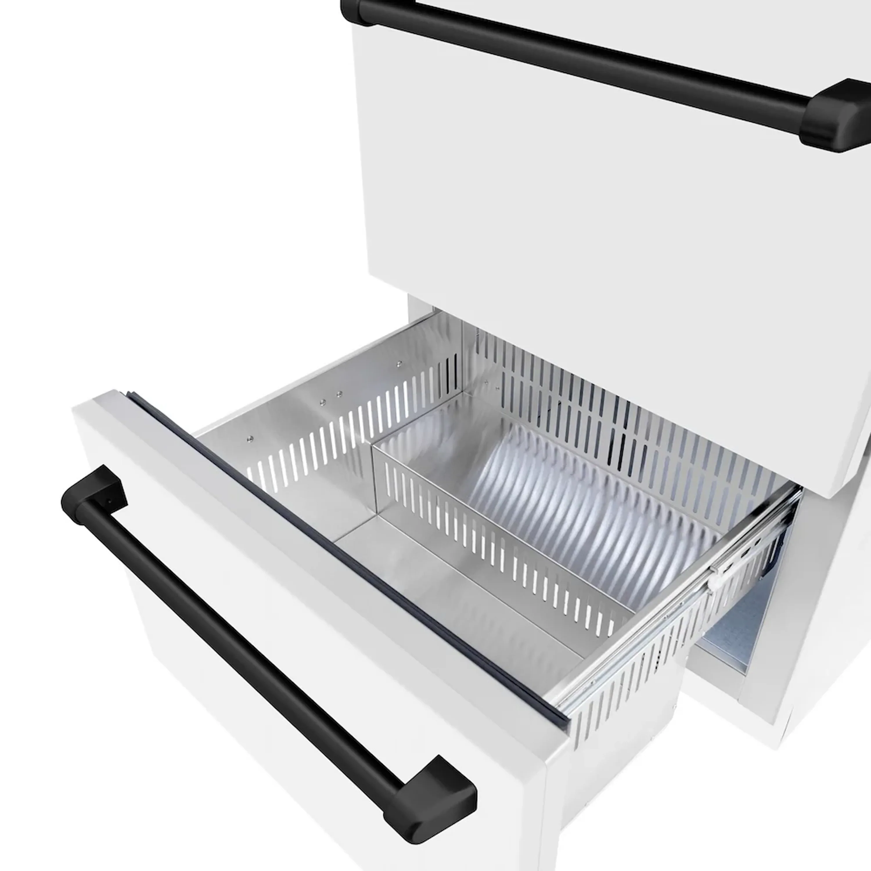 ZLINE Autograph Edition 24 In-Inch Touchstone Refrigerator Drawer in White Matte and Matte Black Handles (RDSOZ-WM-24-MB) - Image 7