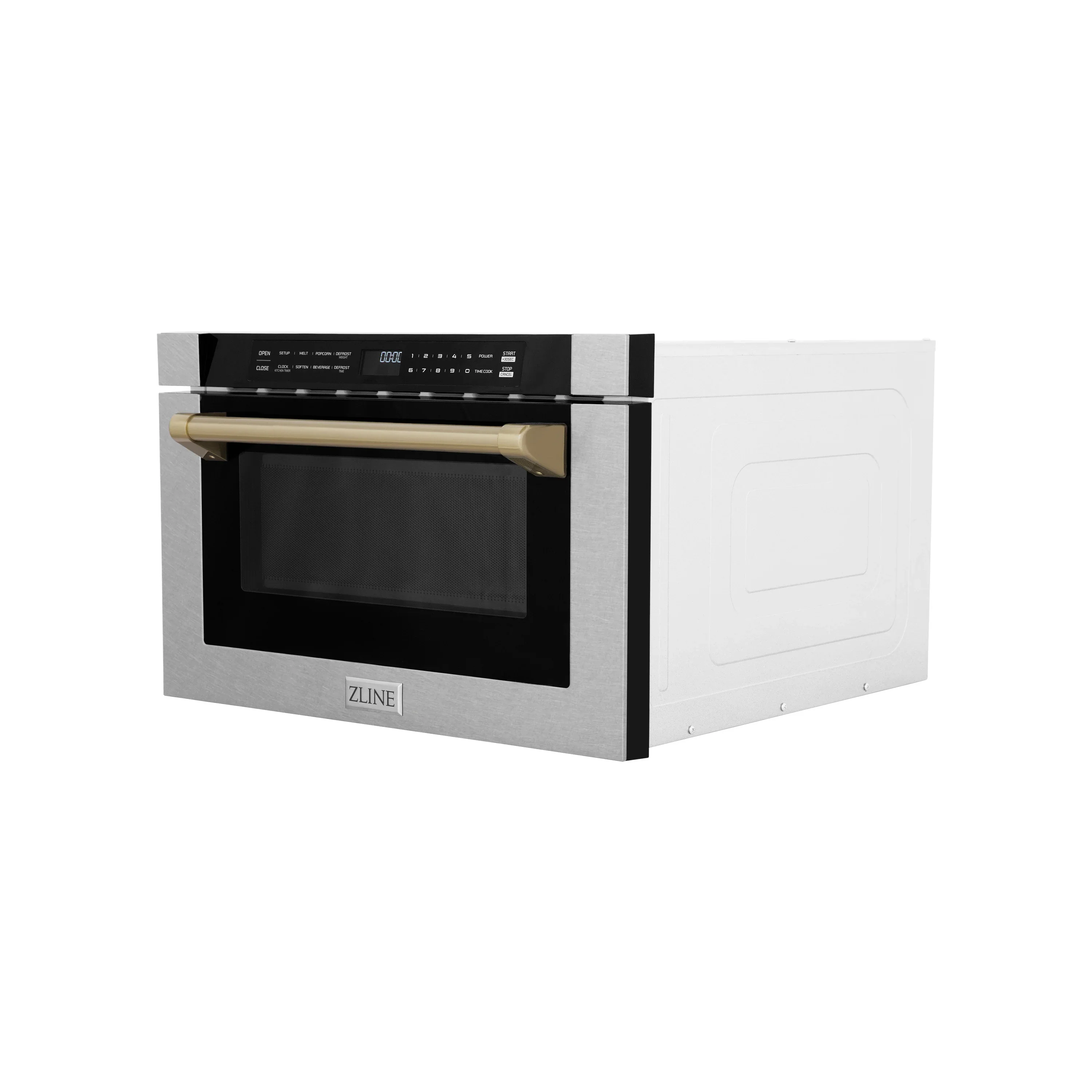 ZLINE Autograph Edition 24-Inch 1.2 cu. ft. Built-in Microwave Drawer in Finger Resistant Stainless Steel with Champagne Bronze Accents (MWDZ-1-SS-H-CB) - Image 3