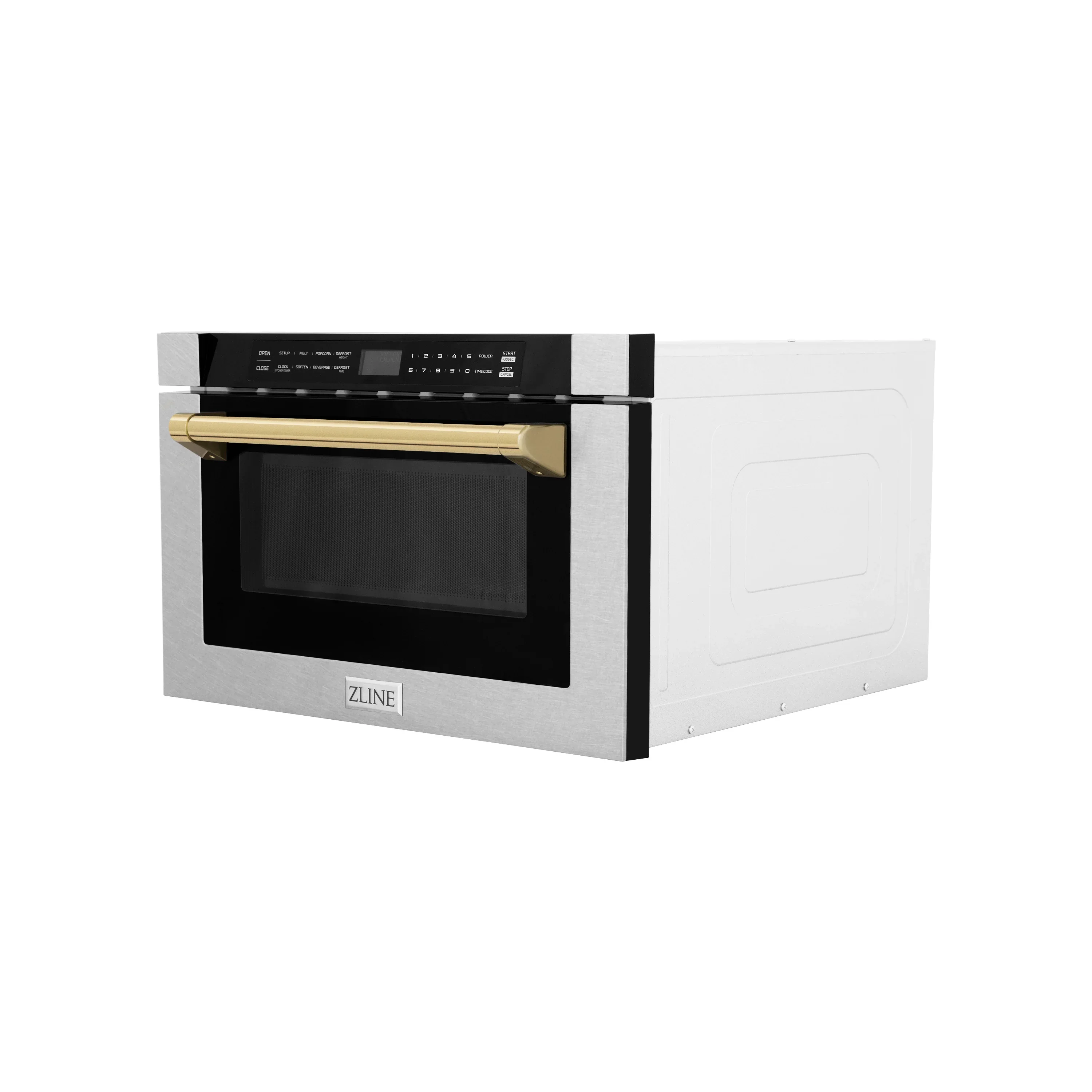 ZLINE Autograph Edition 24-Inch 1.2 cu. ft. Built-in Microwave Drawer in Finger Resistant Stainless Steel with Gold Accents (MWDZ-1-SS-H-G) - Image 3