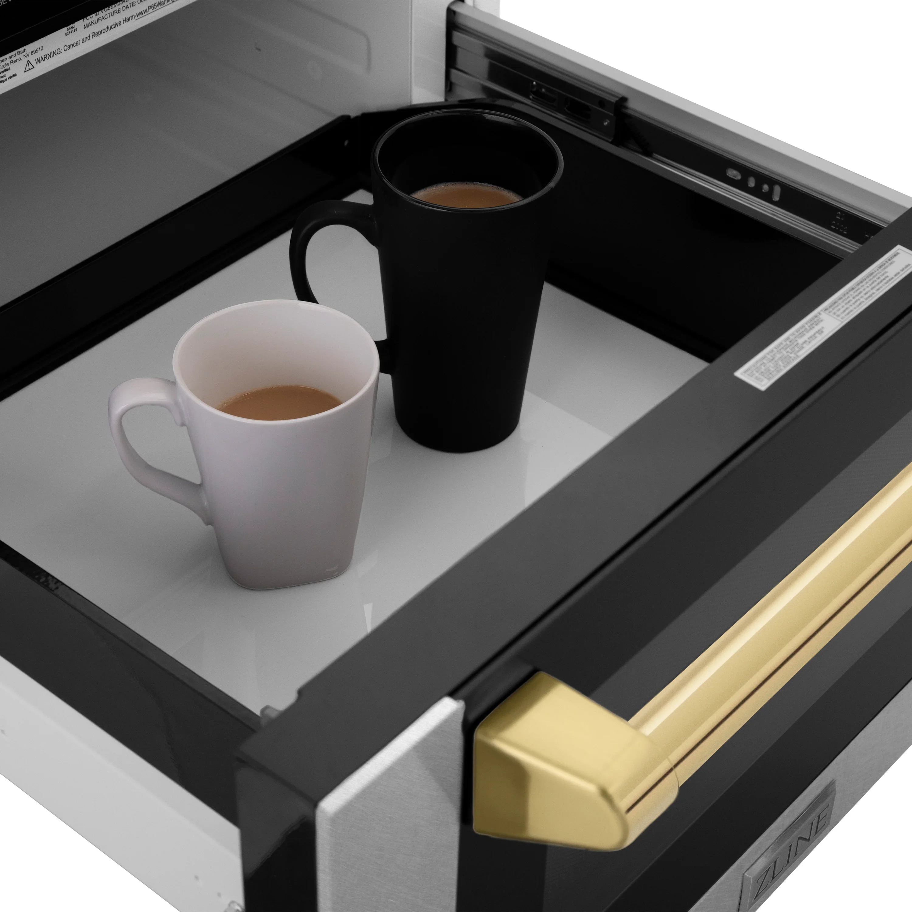 ZLINE Autograph Edition 24-Inch 1.2 cu. ft. Built-in Microwave Drawer in Finger Resistant Stainless Steel with Gold Accents (MWDZ-1-SS-H-G) - Image 6