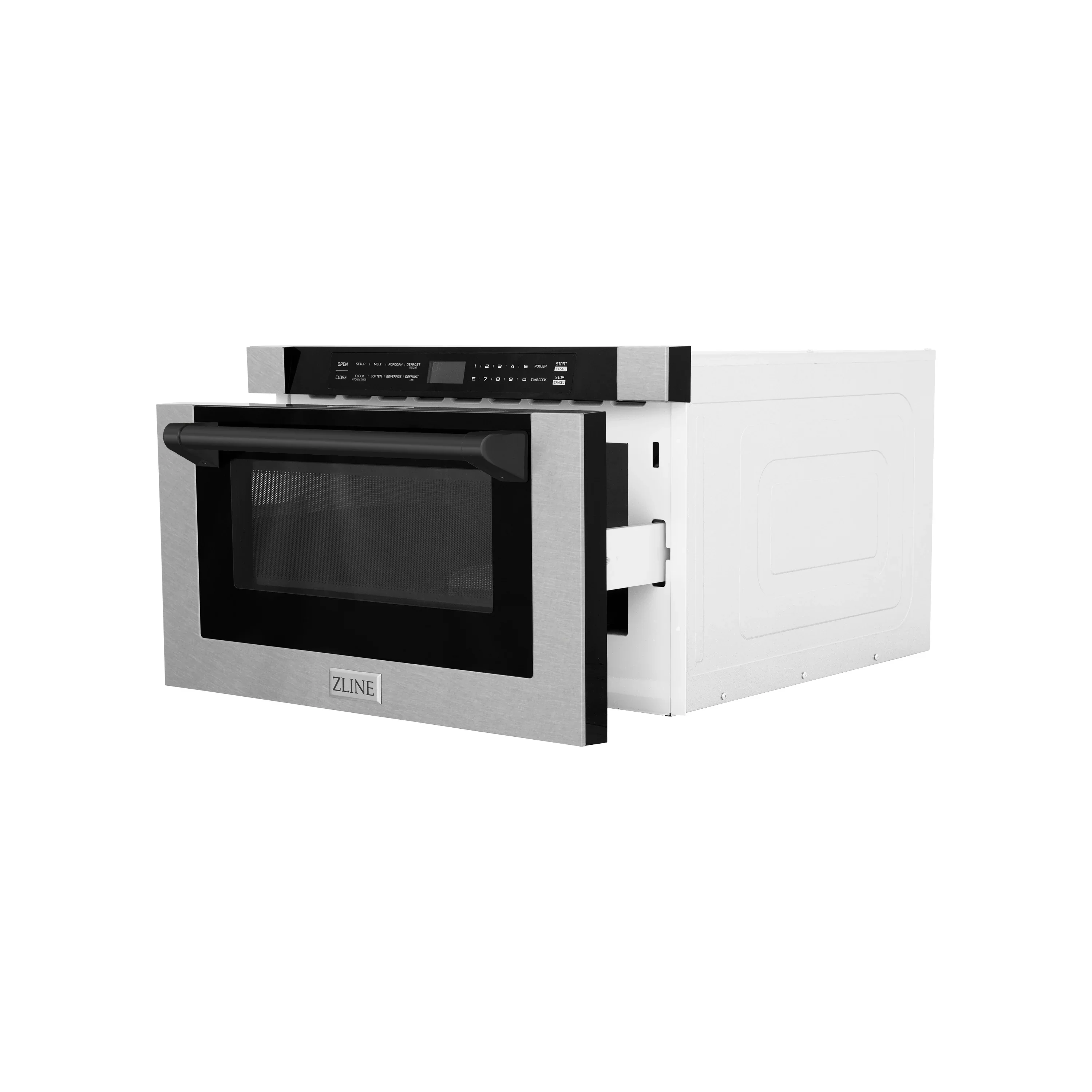 ZLINE Autograph Edition 24-Inch 1.2 cu. ft. Built-in Microwave Drawer in Finger Resistant Stainless Steel with Matte Black Accents (MWDZ-1-SS-H-MB) - Image 4