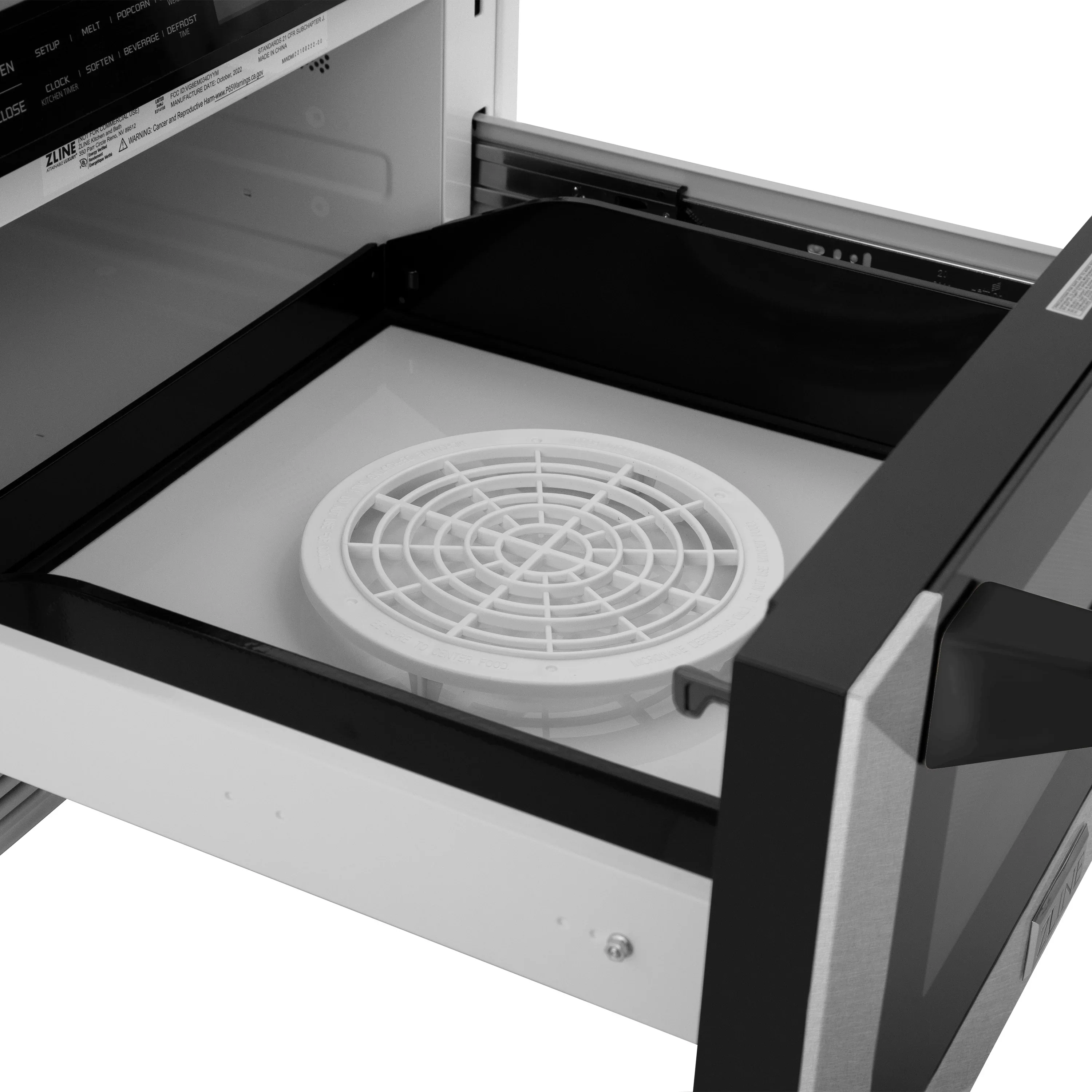 ZLINE Autograph Edition 24-Inch 1.2 cu. ft. Built-in Microwave Drawer in Finger Resistant Stainless Steel with Matte Black Accents (MWDZ-1-SS-H-MB) - Image 7