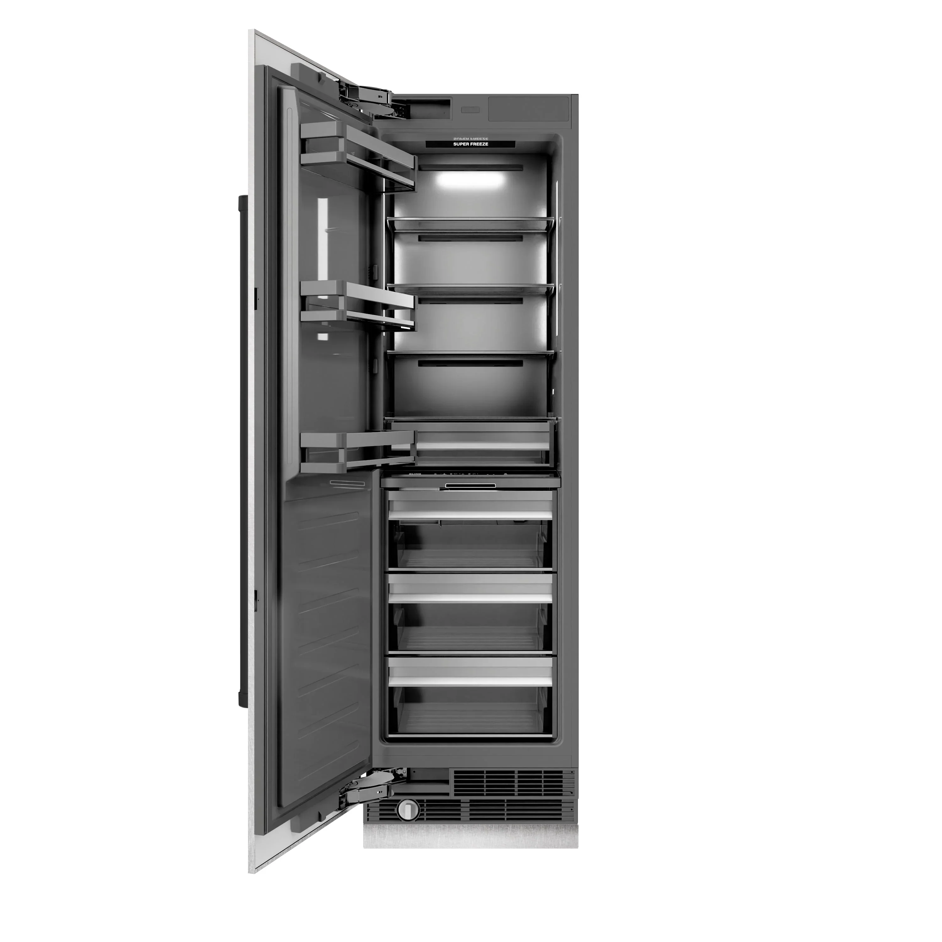 ZLINE Autograph Edition 24-Inch 12.4 Cu. Ft. Column Freezer in Satin Stainless Steel with Graphite Gray Interior and Matte Black Accents (RCFVZ-SN-24-MB) - Image 3
