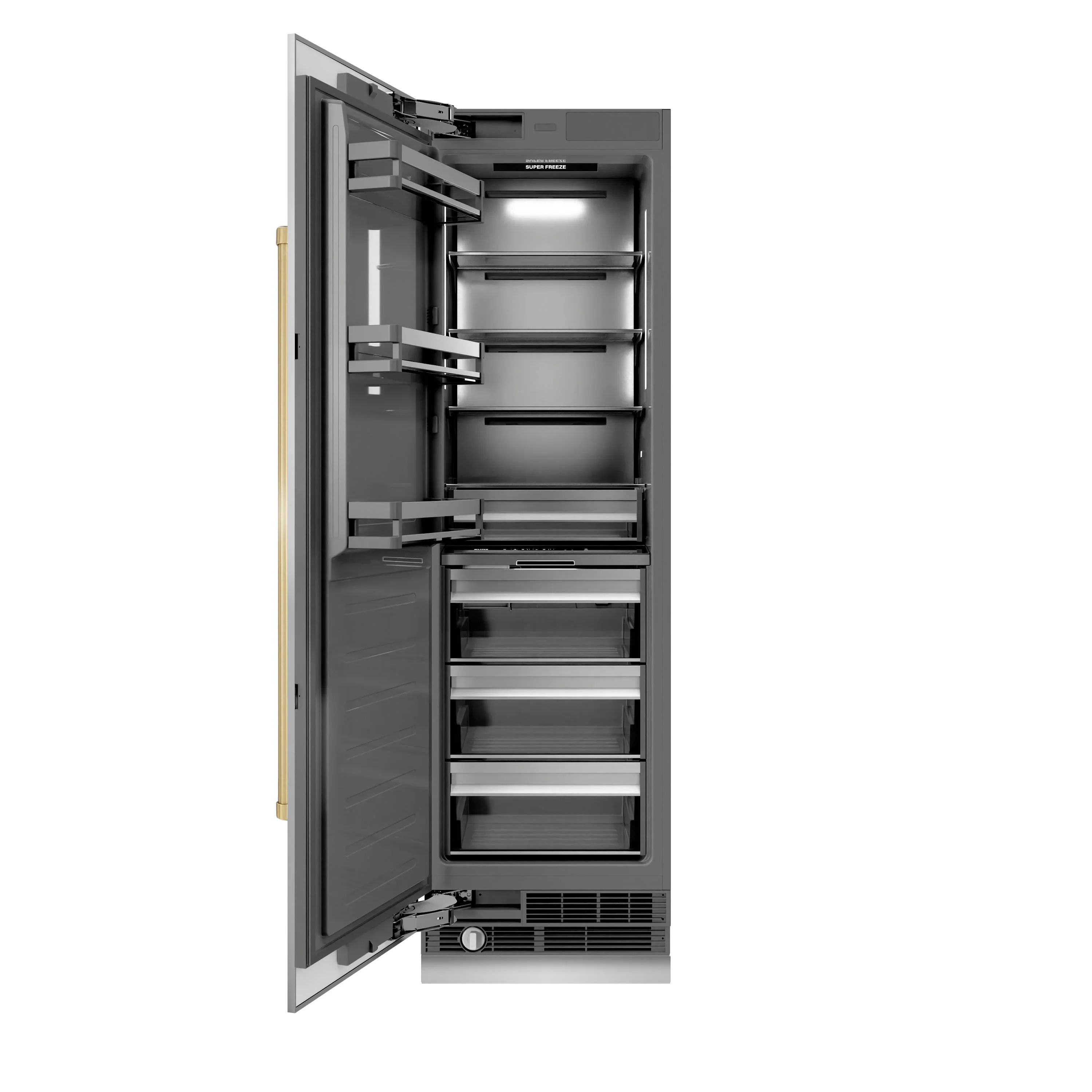 ZLINE Autograph Edition 24-Inch 12.4 Cu. Ft. Column Freezer in Stainless Steel with Graphite Gray Interior and Champagne Bronze Accents (RCFVZ-304-24-CB) - Image 3