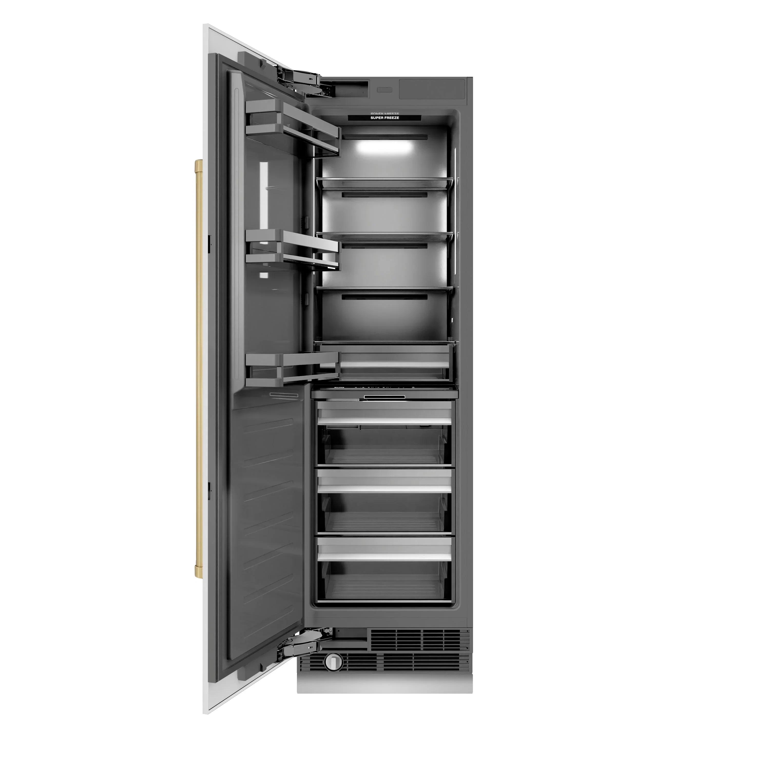 ZLINE Autograph Edition 24-Inch 12.4 Cu. Ft. Column Freezer in White Matte with Graphite Gray Interior and Champagne Bronze Accents (RCFVZ-WM-24-CB) - Image 3