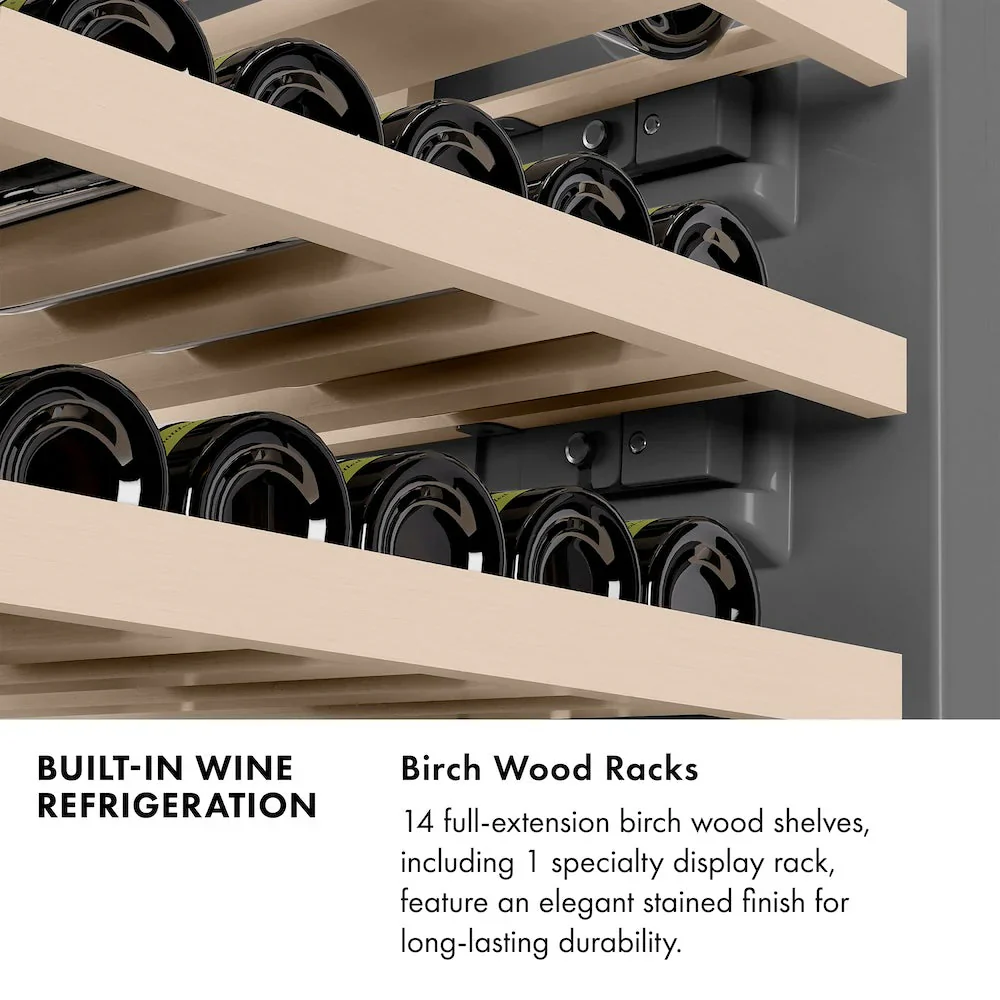 ZLINE Autograph Edition 24-Inch 12.4 Cu. Ft. Triple Zone 100 Bottle Column Wine Cooler in Stainless Steel and Champagne Bronze Accents (RCWVZ-304-24-CB) - Image 10