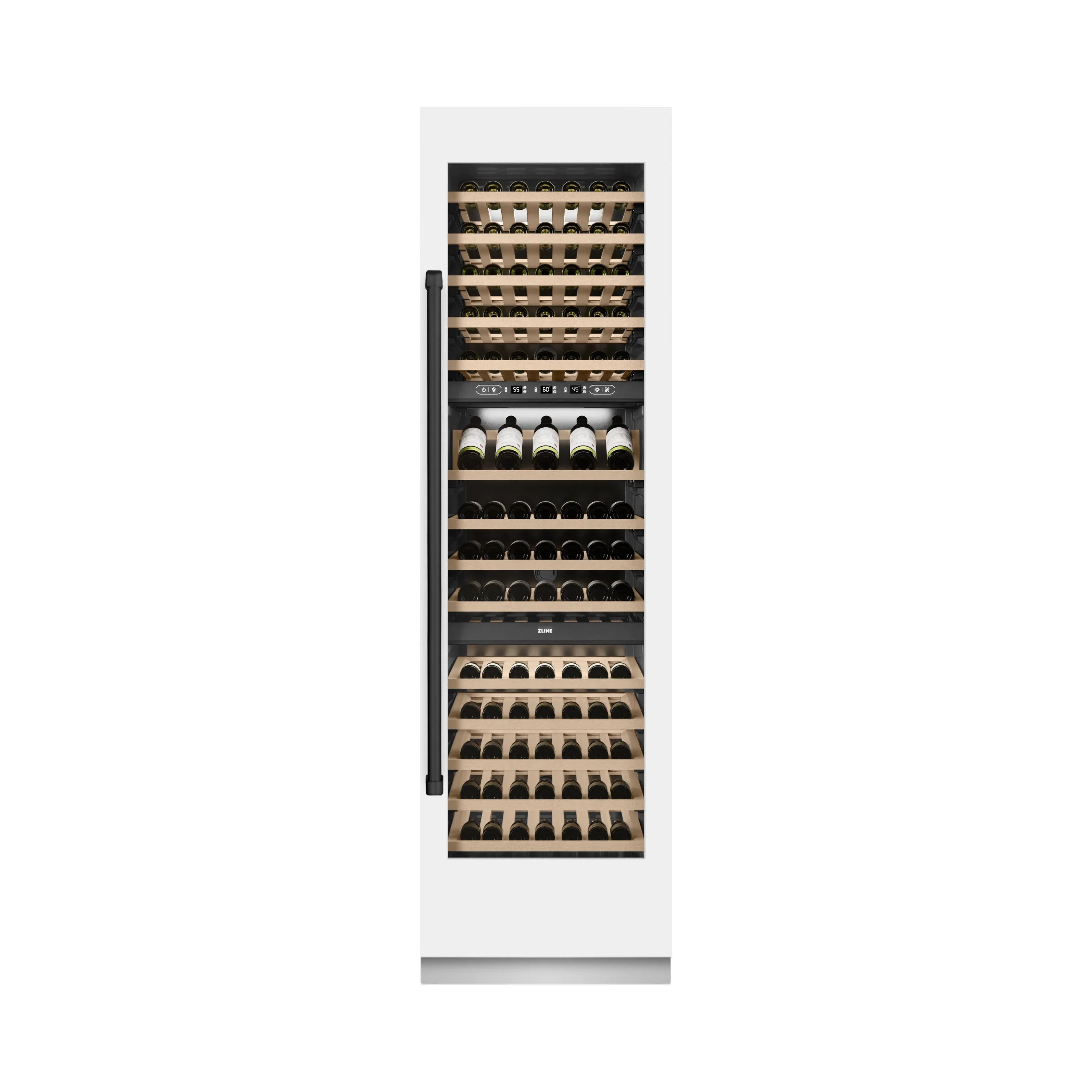 ZLINE Autograph Edition 24-Inch 12.4 Cu. Ft. Triple Zone 100 Bottle Column Wine Cooler in White Matte and Matte Black Accents (RCWVZ-WM-24-MB) - Image 3