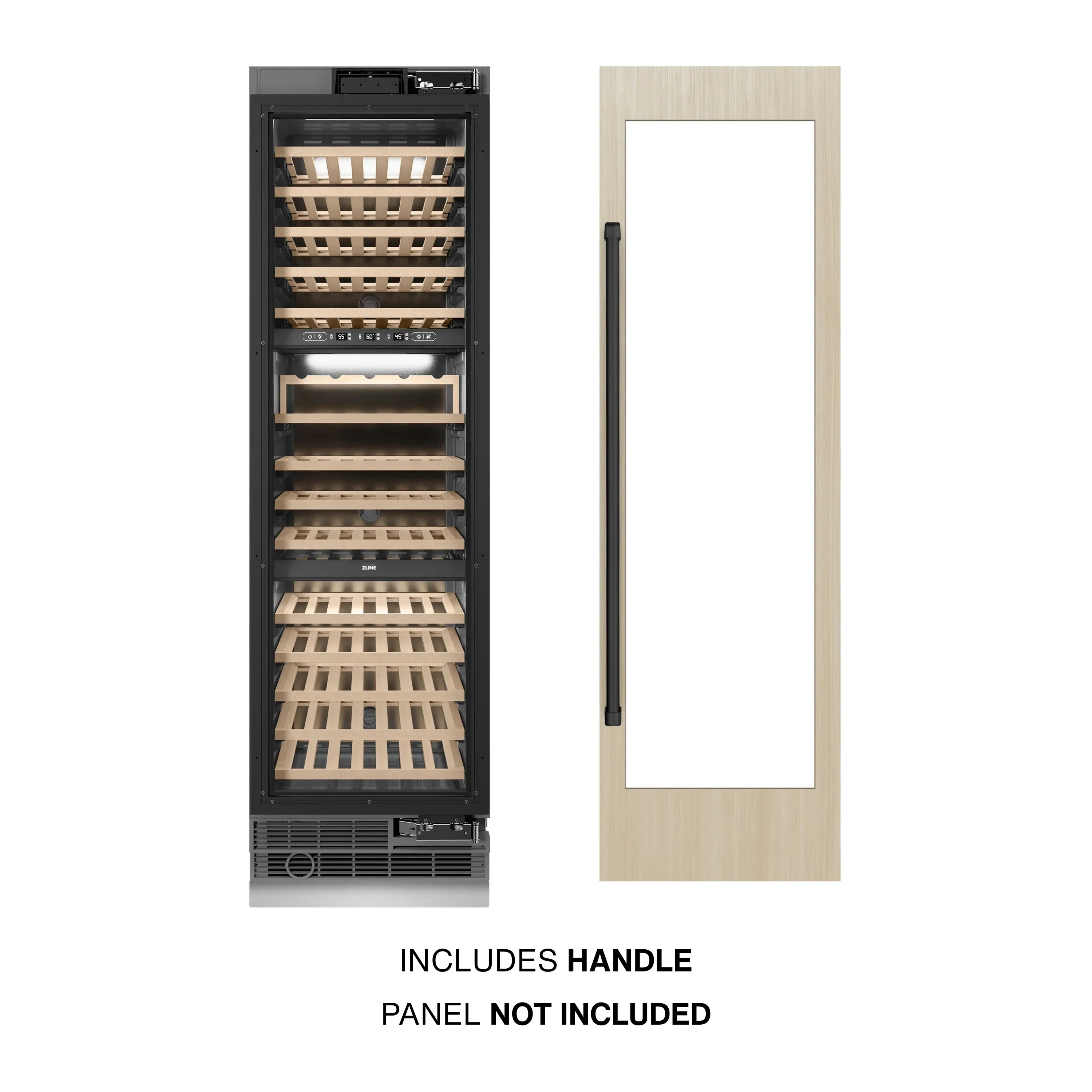ZLINE Autograph Edition 24-Inch 12.4 Cu. Ft. Triple Zone 100 Bottle Panel Ready Column Wine Cooler with Matte Black Accents (RBCWVZ-24-MB) - Image 2