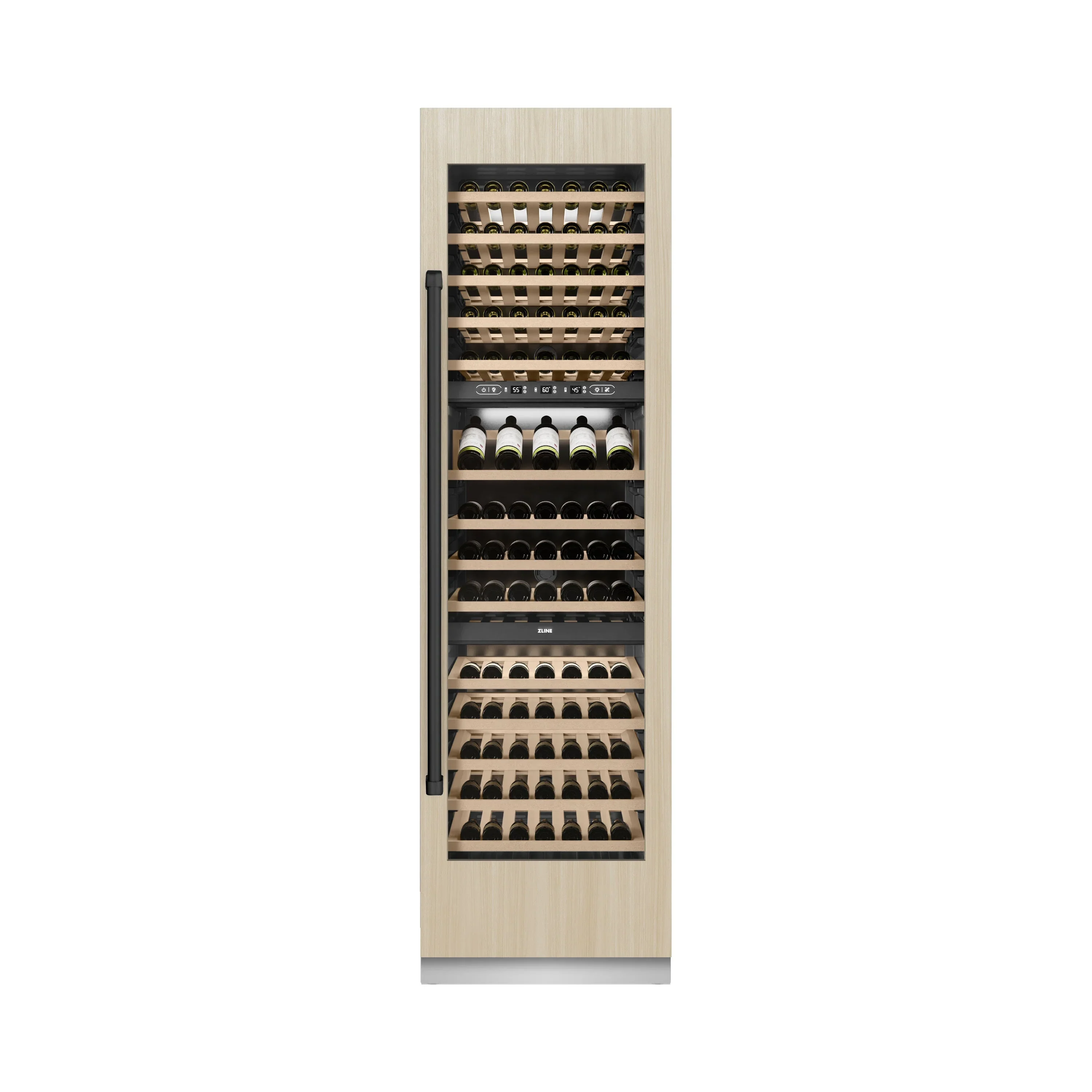 ZLINE Autograph Edition 24-Inch 12.4 Cu. Ft. Triple Zone 100 Bottle Panel Ready Column Wine Cooler with Matte Black Accents (RBCWVZ-24-MB) - Image 3