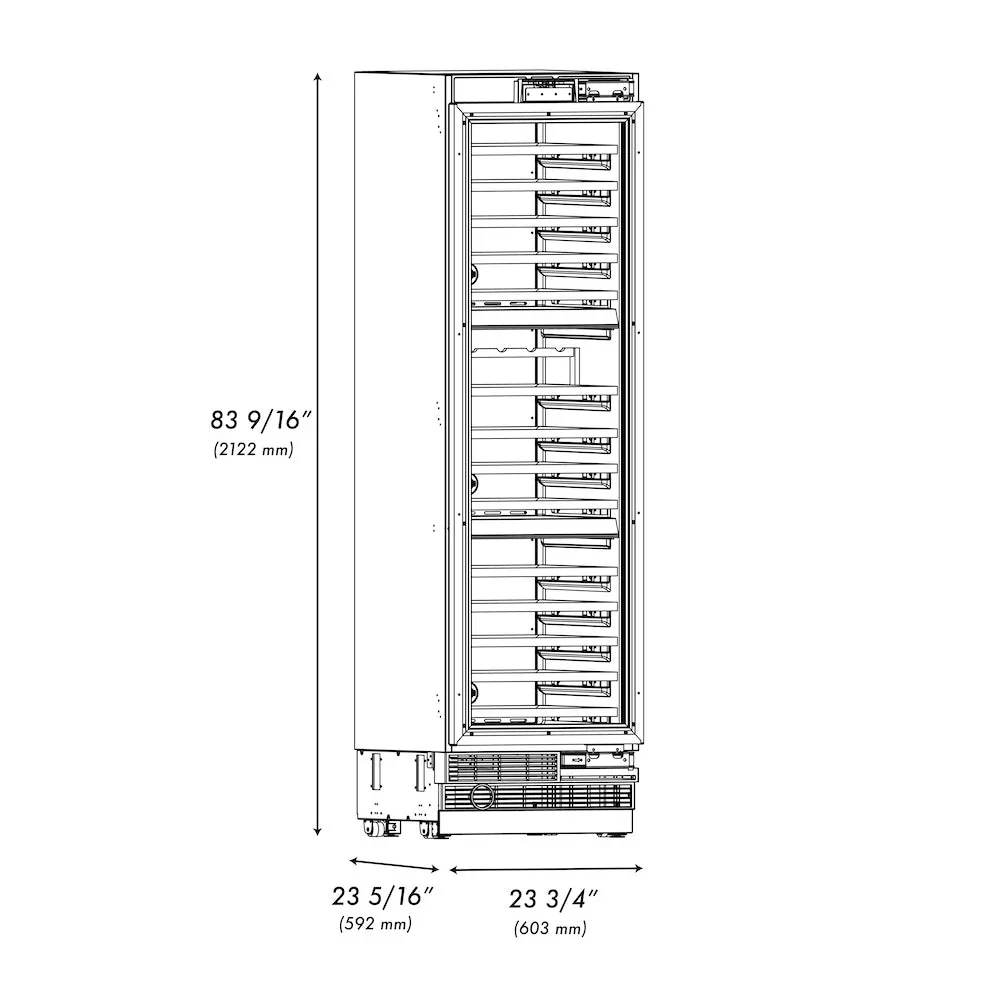 ZLINE Autograph Edition 24-Inch 12.4 Cu. Ft. Triple Zone 100 Bottle Panel Ready Column Wine Cooler with Polished Gold Accents (RBCWVZ-24-G) - Image 13